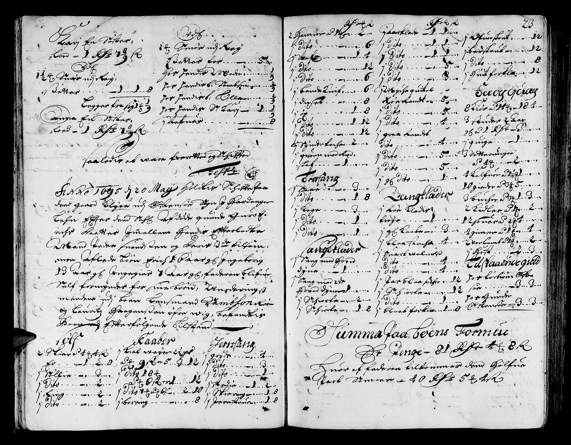 Hardanger og Voss sorenskriveri, AV/SAB-A-2501/4/4A/4Ac/L0001: Skifterettsprotokoll for sorenskriveriet, 1695-1707, p. 22b-23a