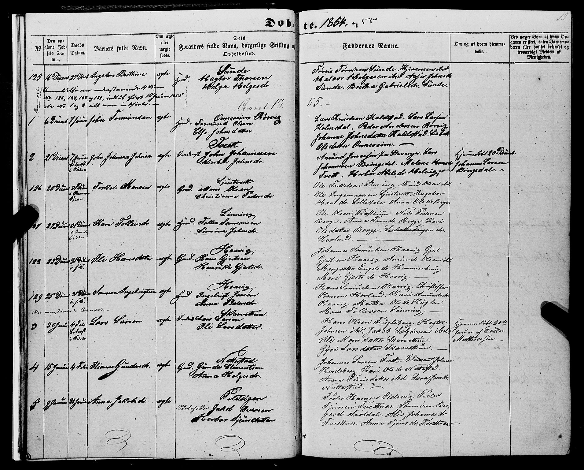 Kvinnherad sokneprestembete, AV/SAB-A-76401/H/Haa: Parish register (official) no. A 8, 1854-1872, p. 19