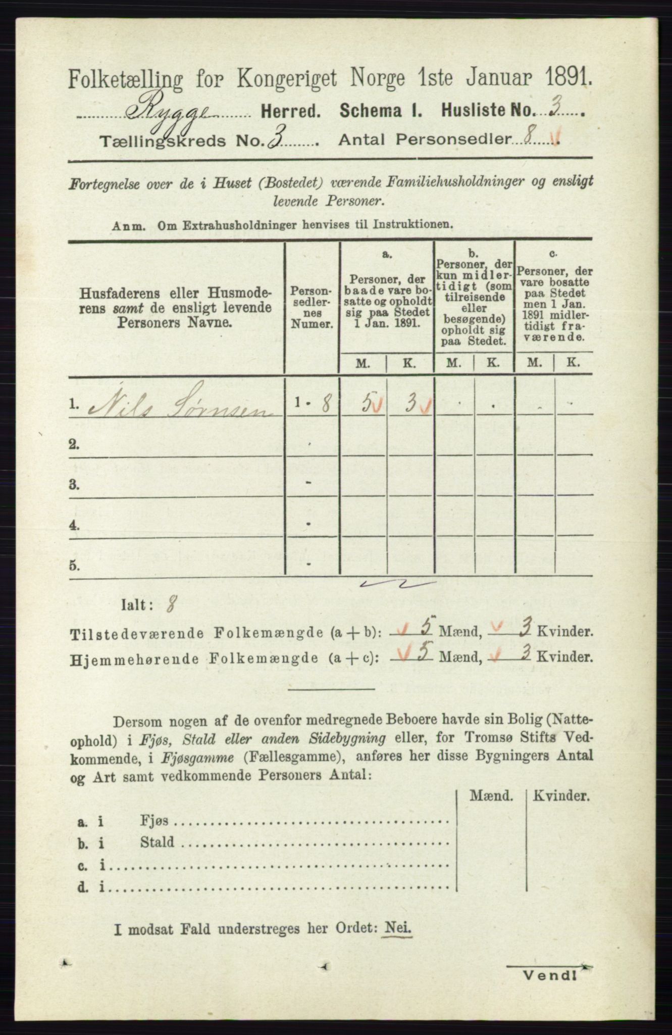 RA, 1891 census for 0136 Rygge, 1891, p. 1585