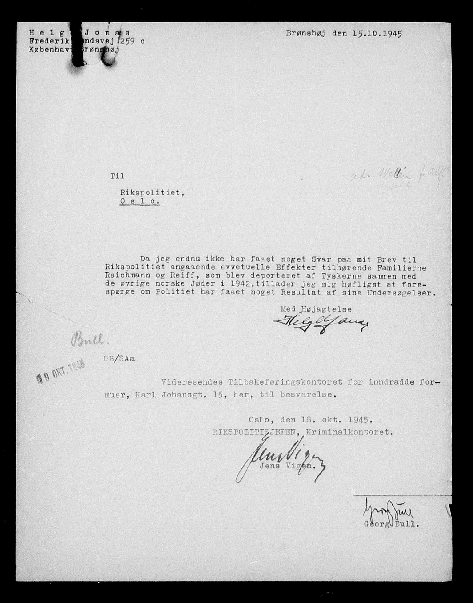 Justisdepartementet, Tilbakeføringskontoret for inndratte formuer, AV/RA-S-1564/H/Hc/Hcc/L0978: --, 1945-1947, p. 11