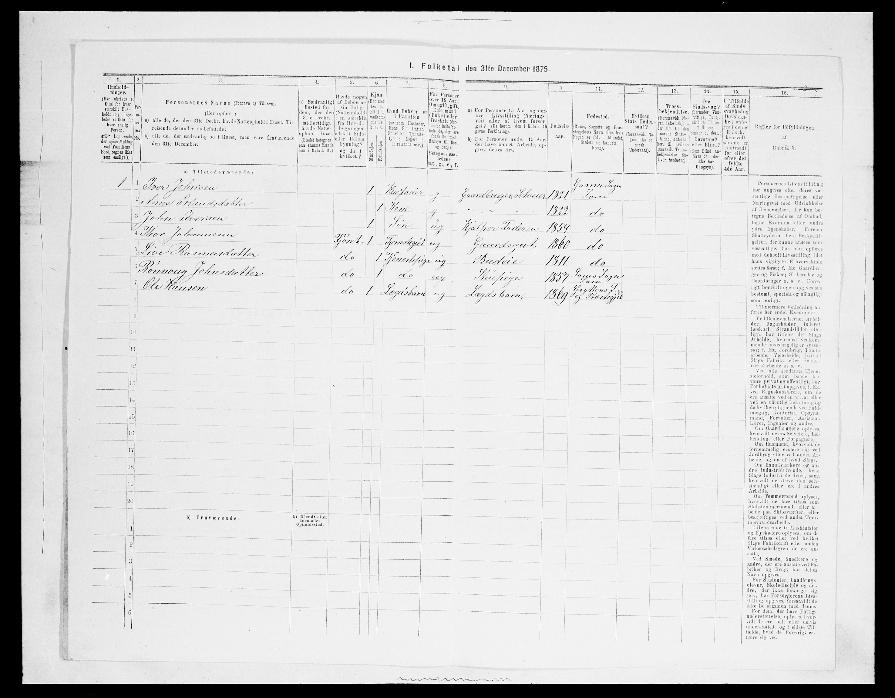 SAH, 1875 census for 0514P Lom, 1875, p. 122