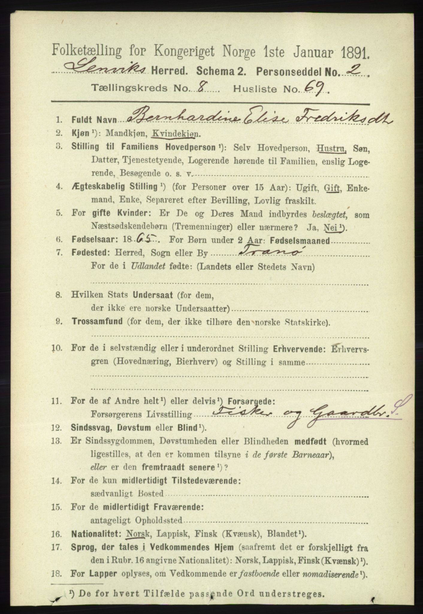 RA, 1891 census for 1931 Lenvik, 1891, p. 4861