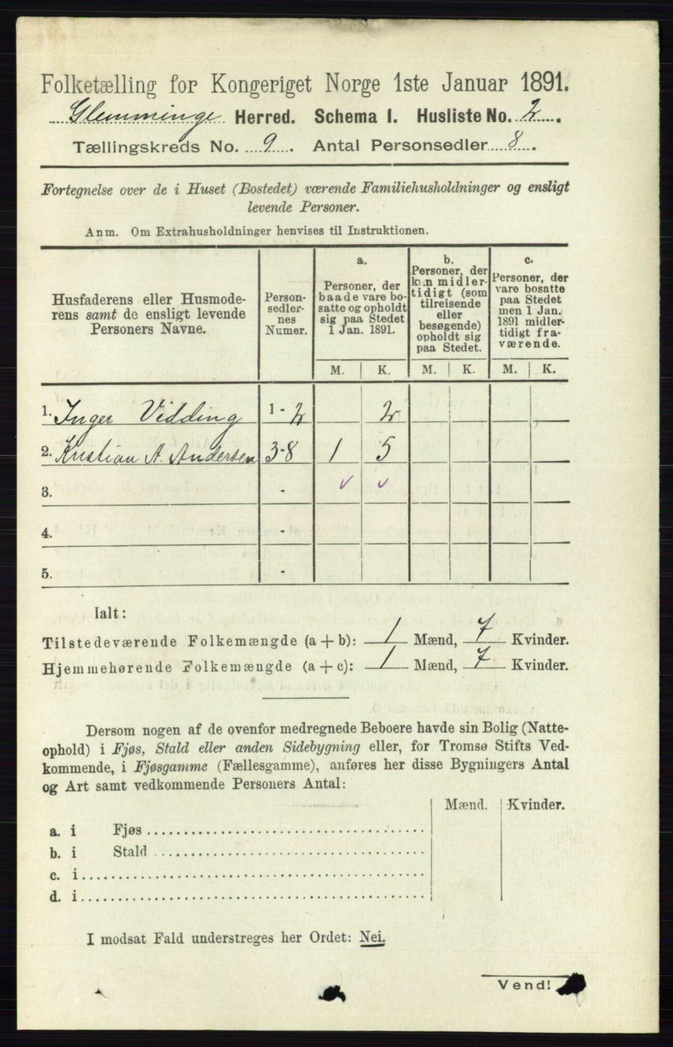 RA, 1891 census for 0132 Glemmen, 1891, p. 9546