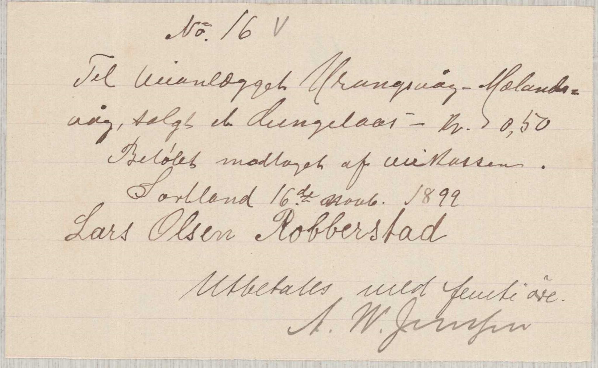 Finnaas kommune. Formannskapet, IKAH/1218a-021/E/Ea/L0002/0001: Rekneskap for veganlegg / Rekneskap for veganlegget Urangsvåg - Mælandsvåg, 1898-1900, p. 113