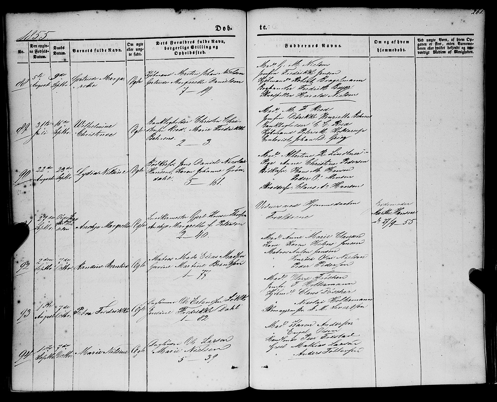 Nykirken Sokneprestembete, AV/SAB-A-77101/H/Haa/L0014: Parish register (official) no. B 1, 1844-1858, p. 261