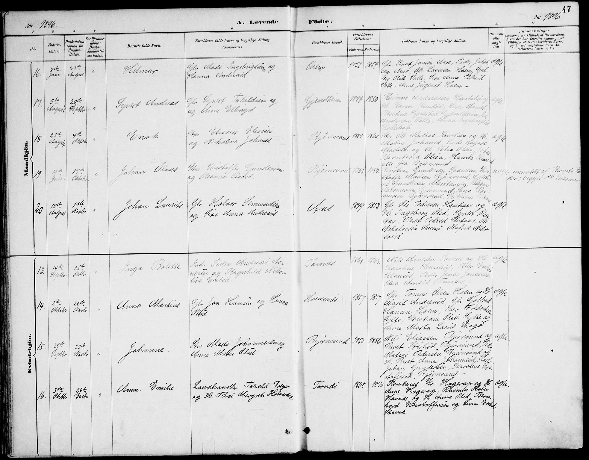 Ministerialprotokoller, klokkerbøker og fødselsregistre - Møre og Romsdal, AV/SAT-A-1454/565/L0750: Parish register (official) no. 565A04, 1887-1905, p. 47