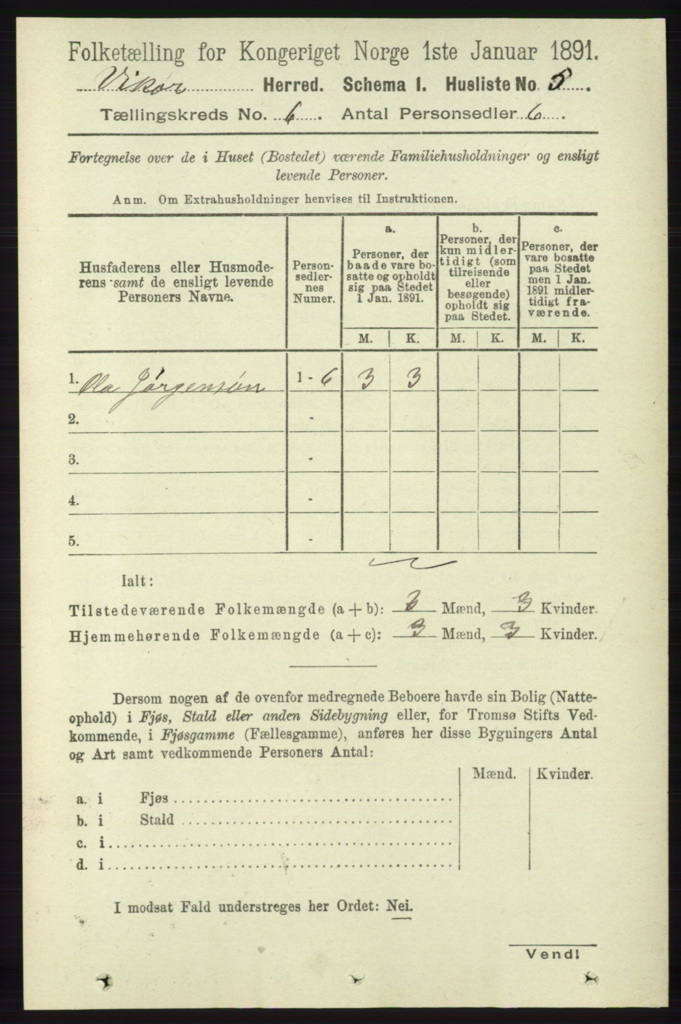 RA, 1891 census for 1238 Vikør, 1891, p. 1745