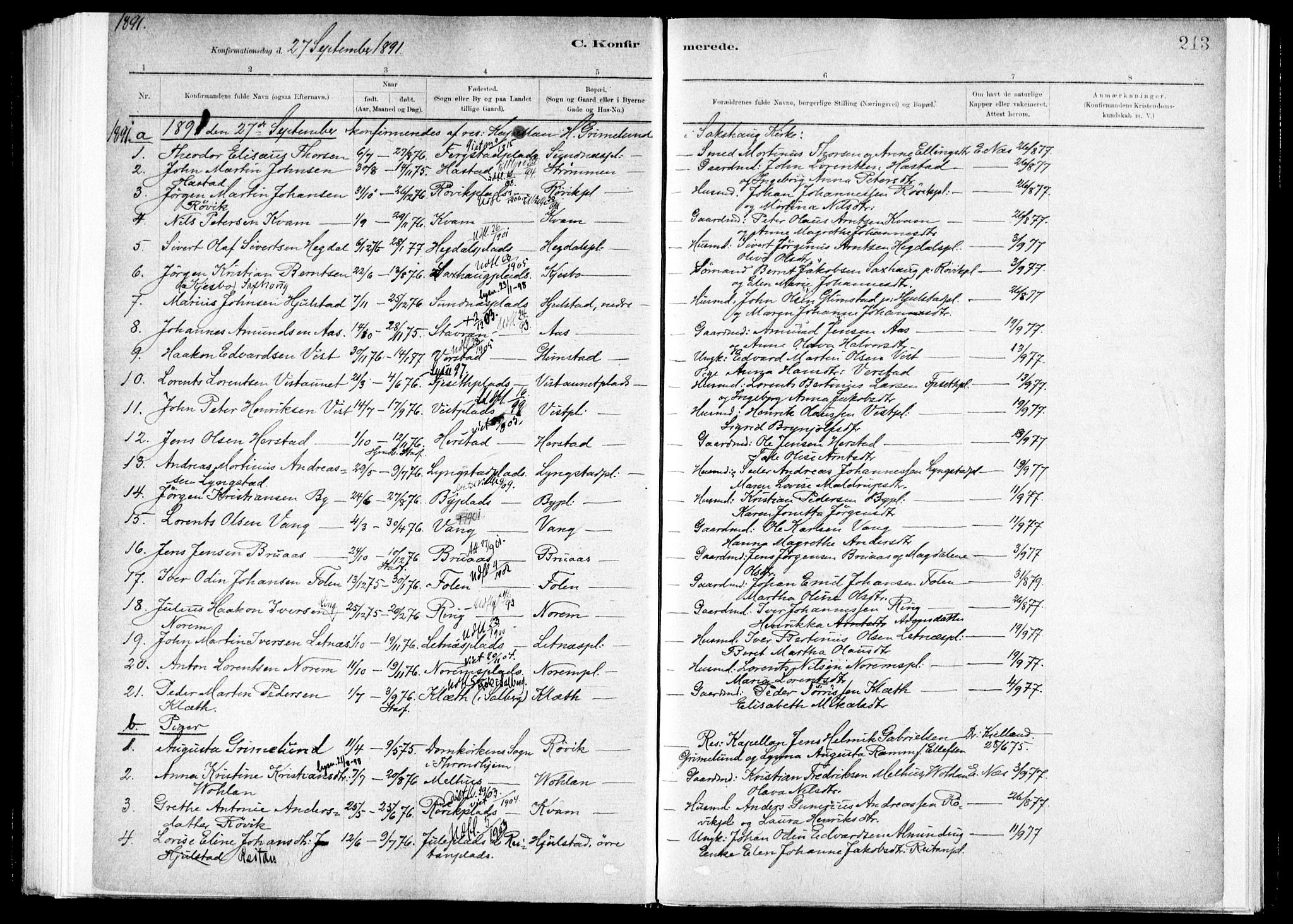 Ministerialprotokoller, klokkerbøker og fødselsregistre - Nord-Trøndelag, SAT/A-1458/730/L0285: Parish register (official) no. 730A10, 1879-1914, p. 213