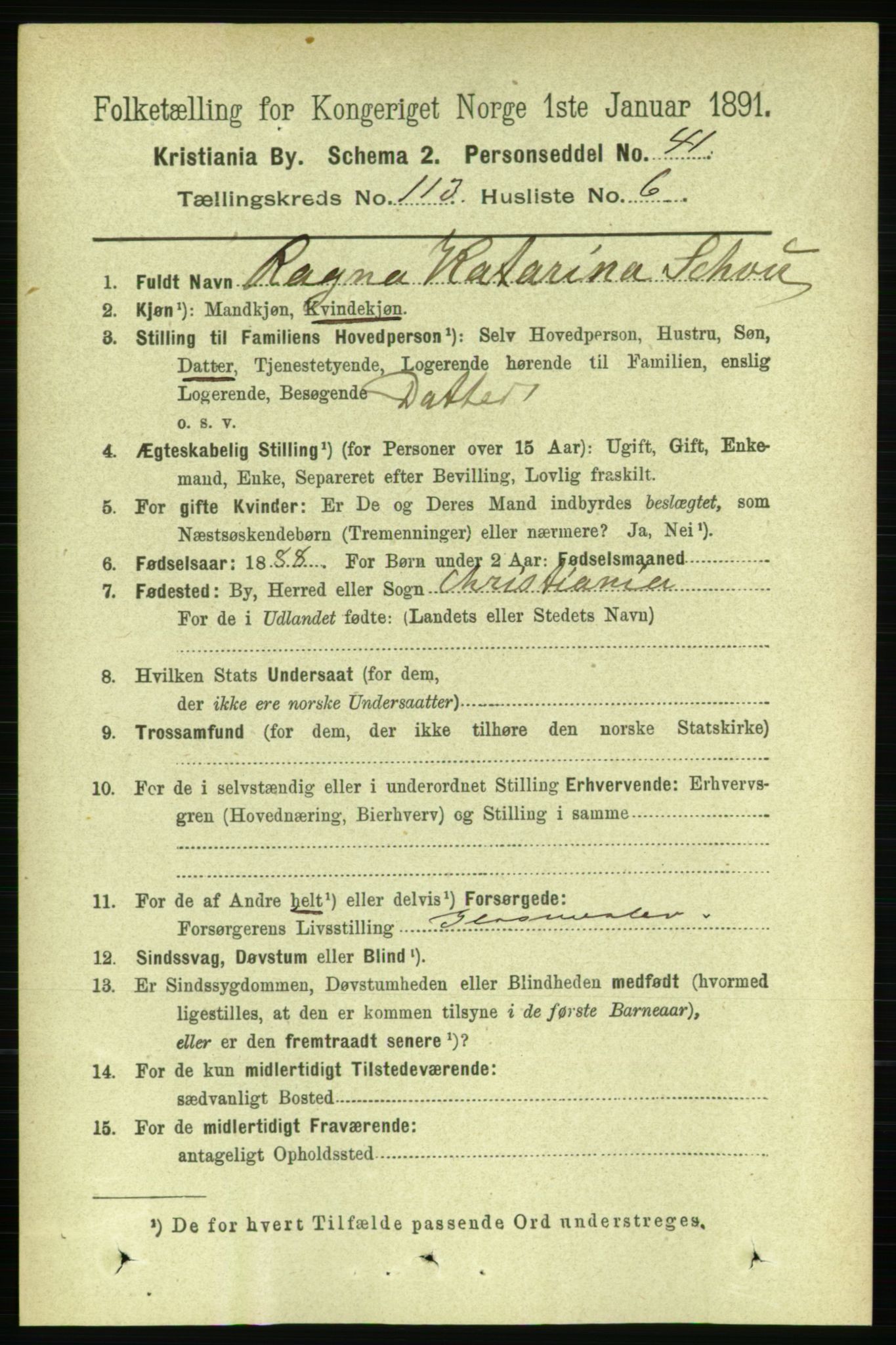 RA, 1891 census for 0301 Kristiania, 1891, p. 60044