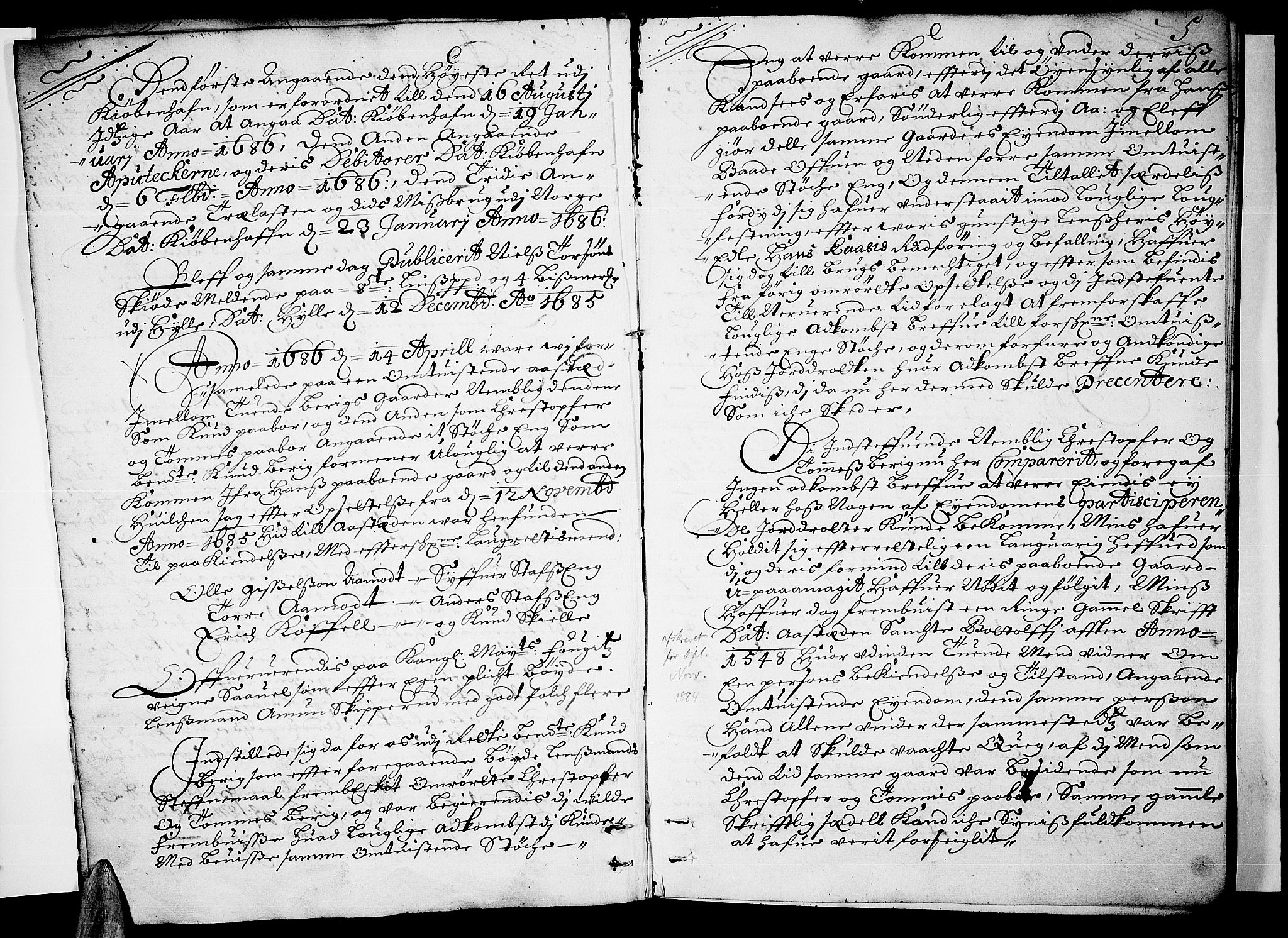 Rakkestad sorenskriveri, SAO/A-10686/F/Fb/L0031: Tingbøker, 1686, p. 4b-5a