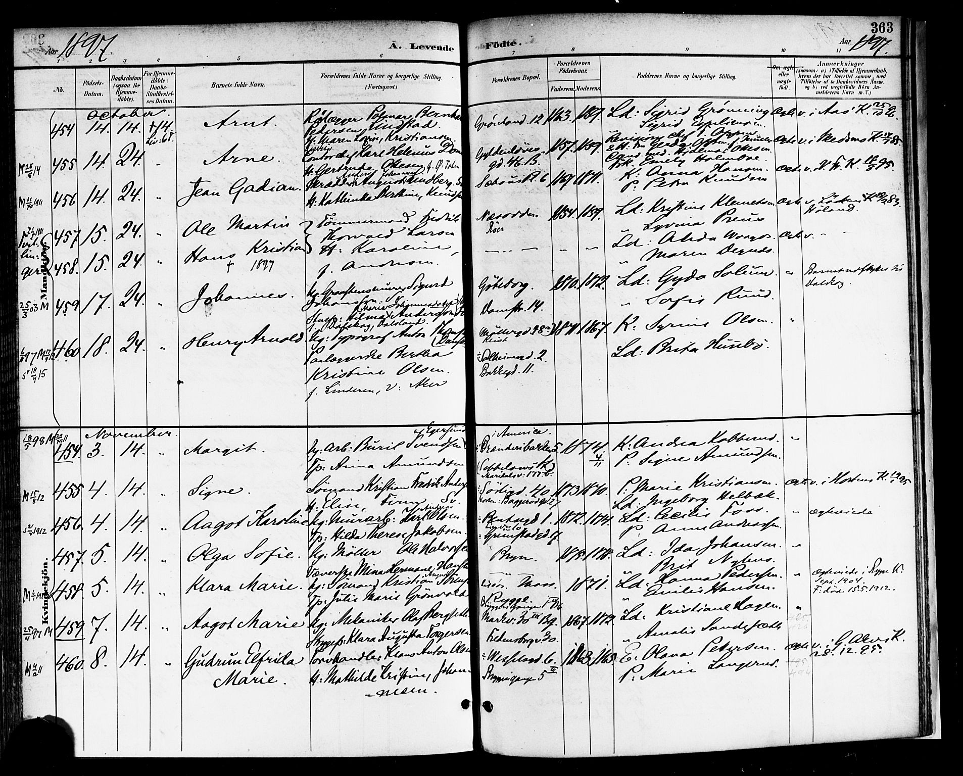 Rikshospitalet prestekontor Kirkebøker, SAO/A-10309b/F/L0009: Parish register (official) no. 9, 1894-1897, p. 363