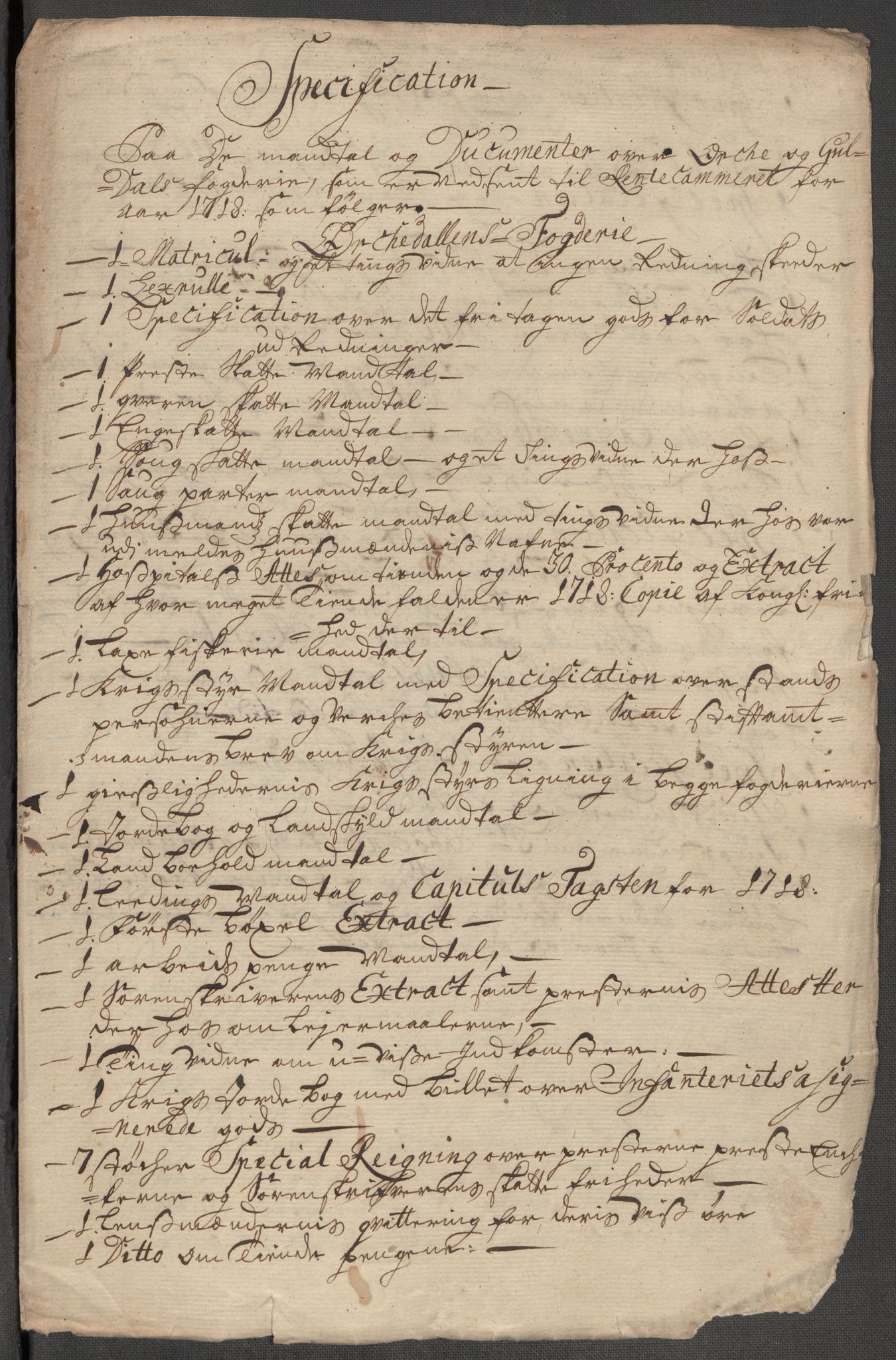 Rentekammeret inntil 1814, Reviderte regnskaper, Fogderegnskap, AV/RA-EA-4092/R60/L3972: Fogderegnskap Orkdal og Gauldal, 1718, p. 623
