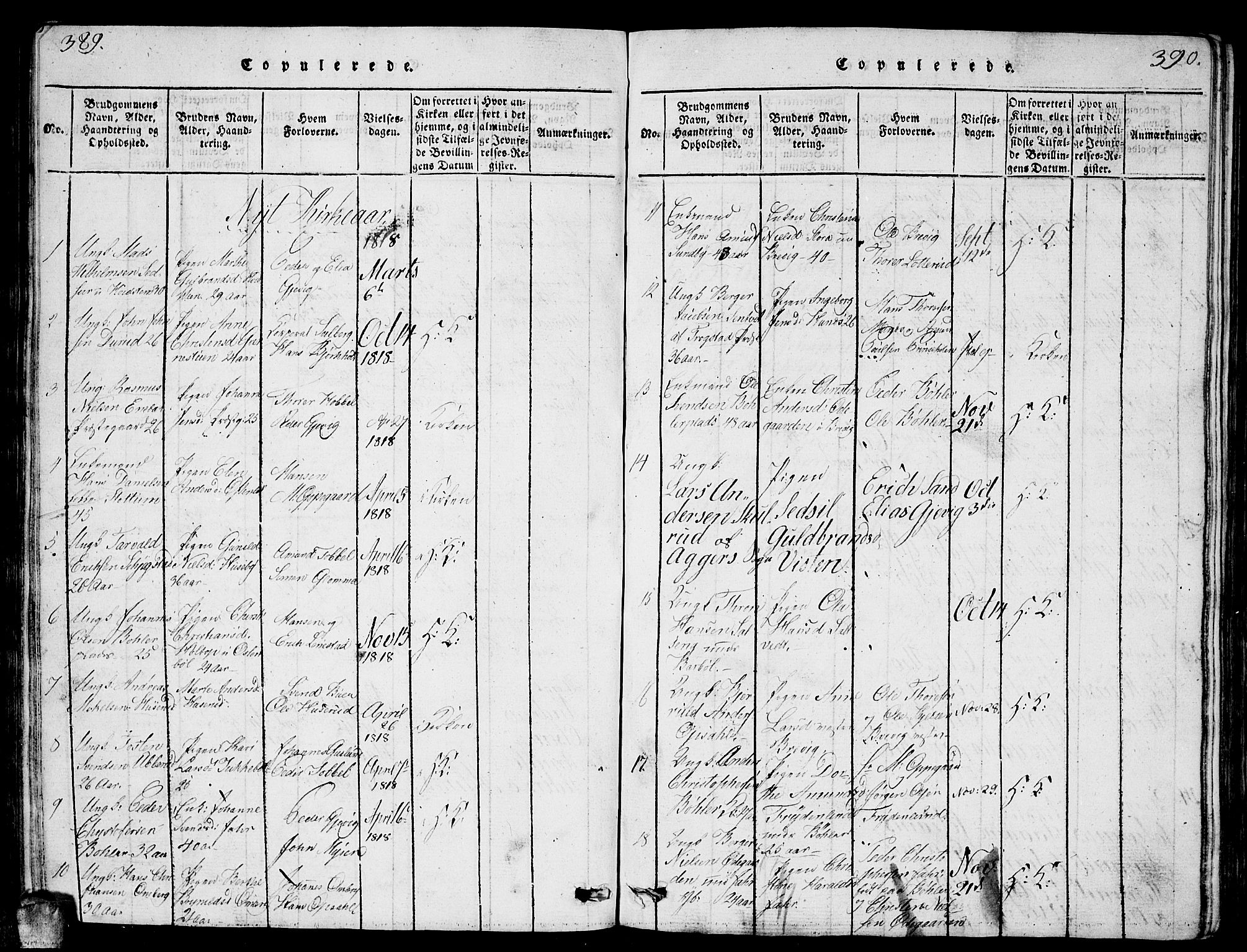 Enebakk prestekontor Kirkebøker, AV/SAO-A-10171c/G/Ga/L0001: Parish register (copy) no. I 1, 1815-1833, p. 389-390