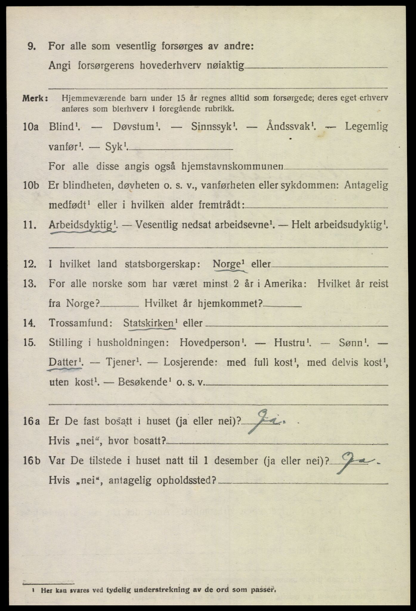 SAK, 1920 census for Vennesla, 1920, p. 1815