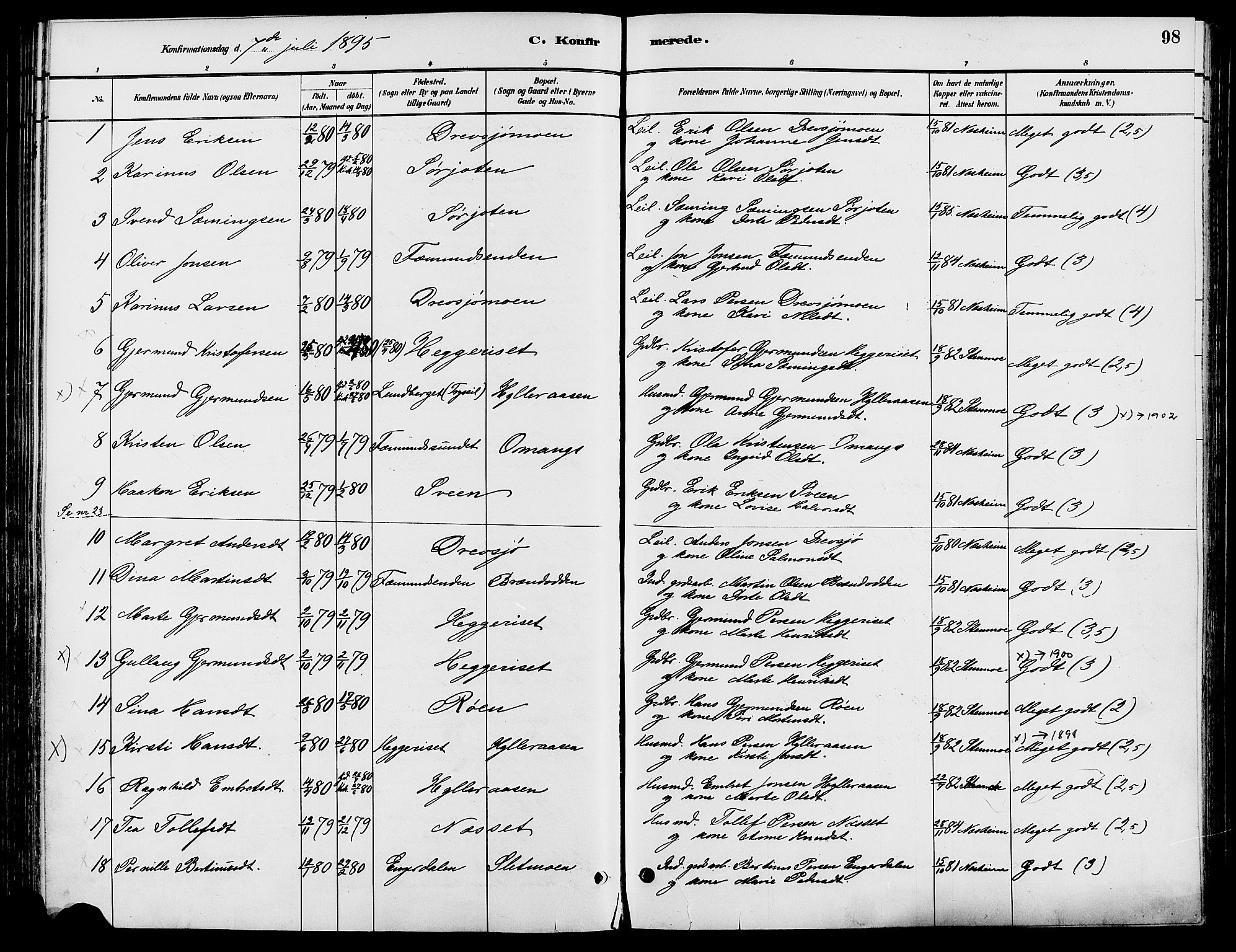 Engerdal prestekontor, AV/SAH-PREST-048/H/Ha/Haa/L0001: Parish register (official) no. 1, 1881-1898, p. 98