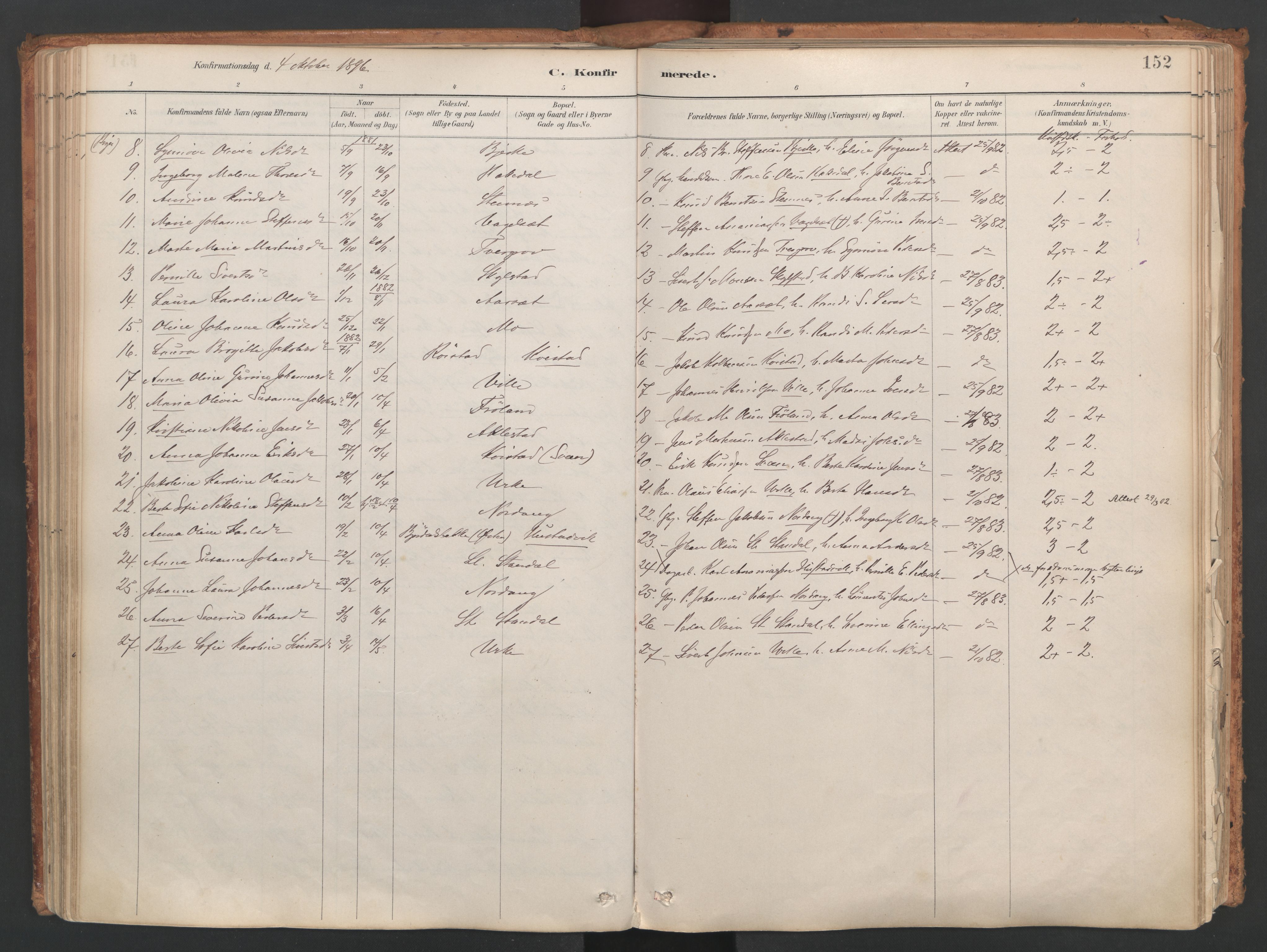 Ministerialprotokoller, klokkerbøker og fødselsregistre - Møre og Romsdal, AV/SAT-A-1454/515/L0211: Parish register (official) no. 515A07, 1886-1910, p. 152