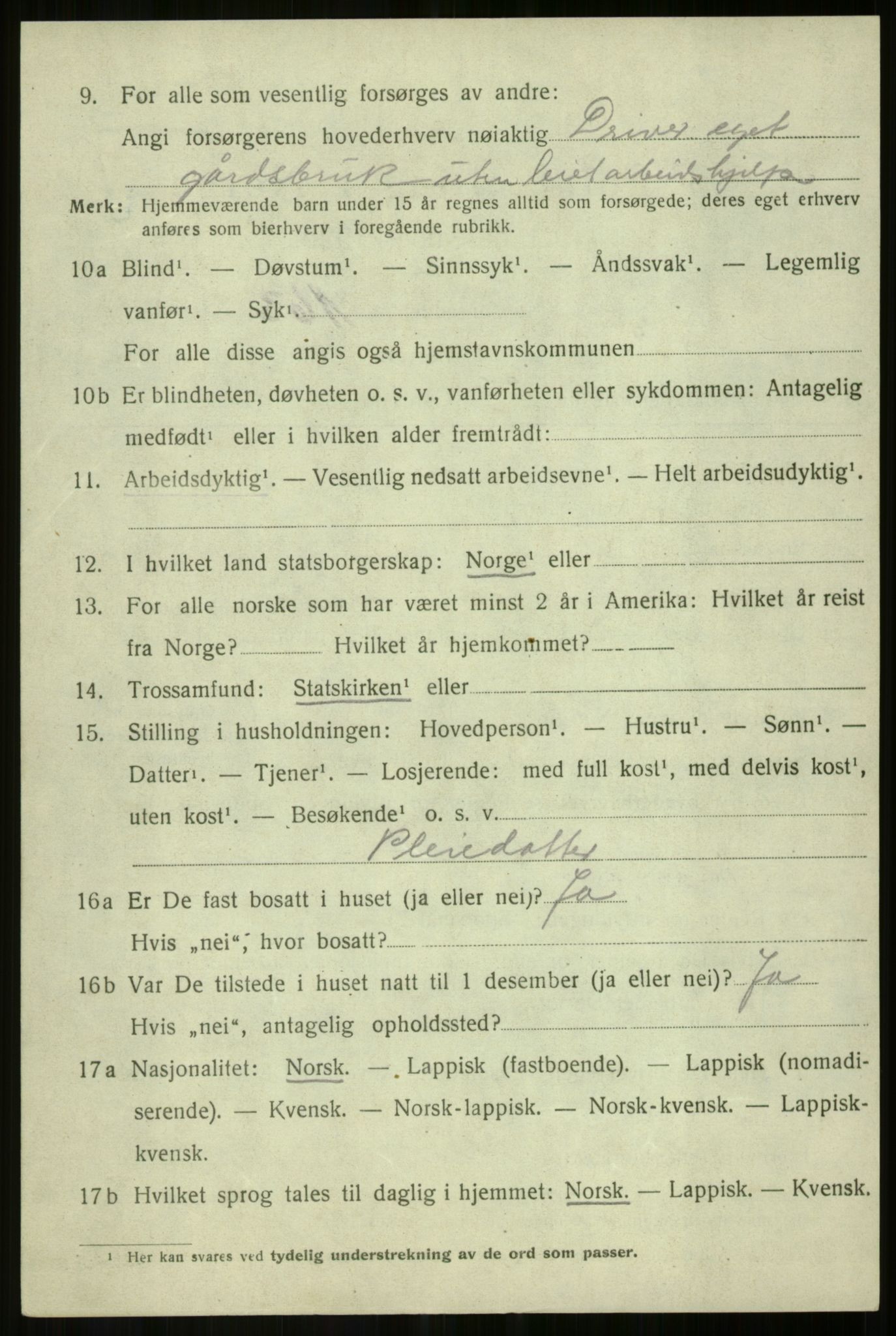 SATØ, 1920 census for Salangen, 1920, p. 4593