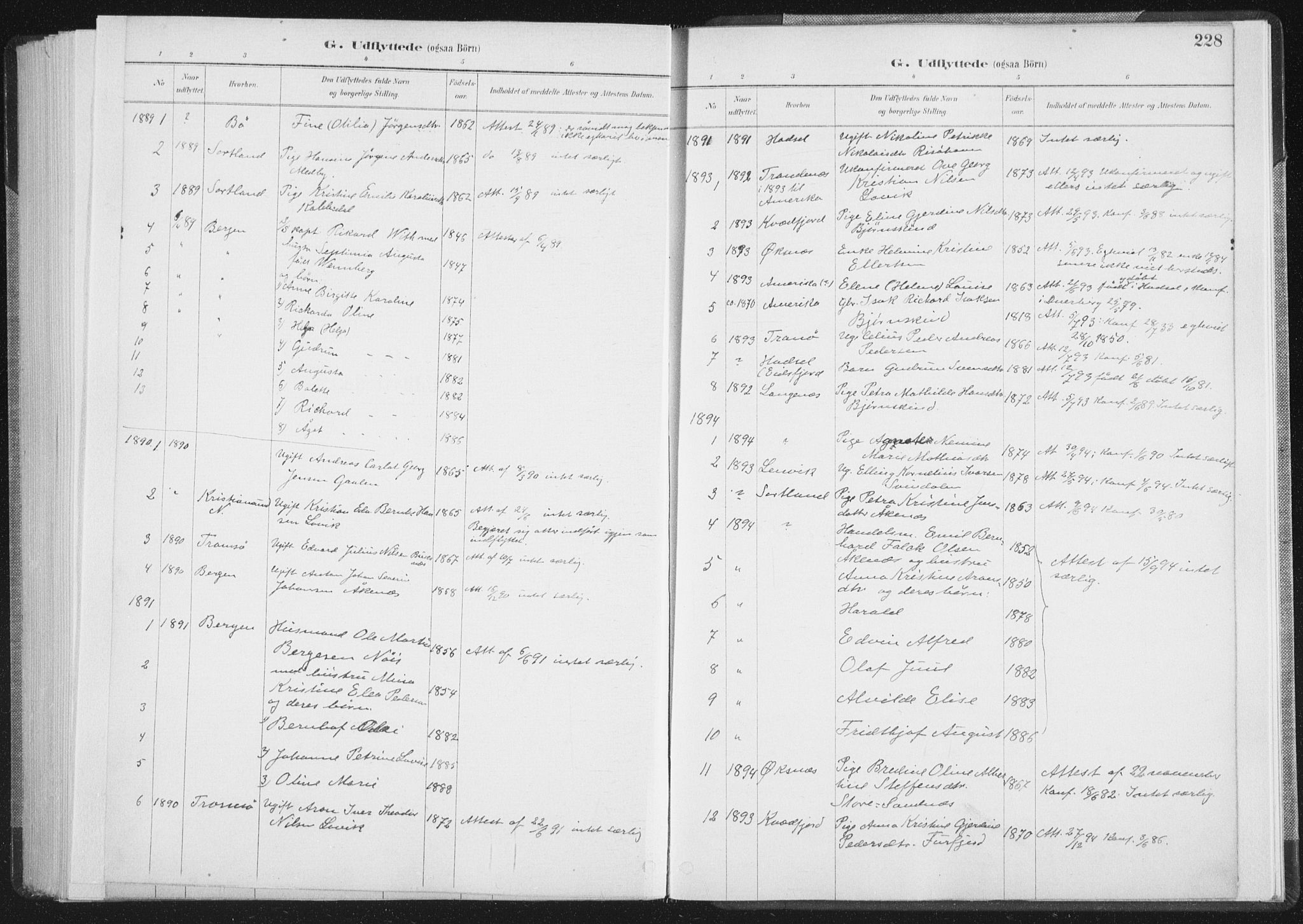 Ministerialprotokoller, klokkerbøker og fødselsregistre - Nordland, AV/SAT-A-1459/898/L1422: Parish register (official) no. 898A02, 1887-1908, p. 228