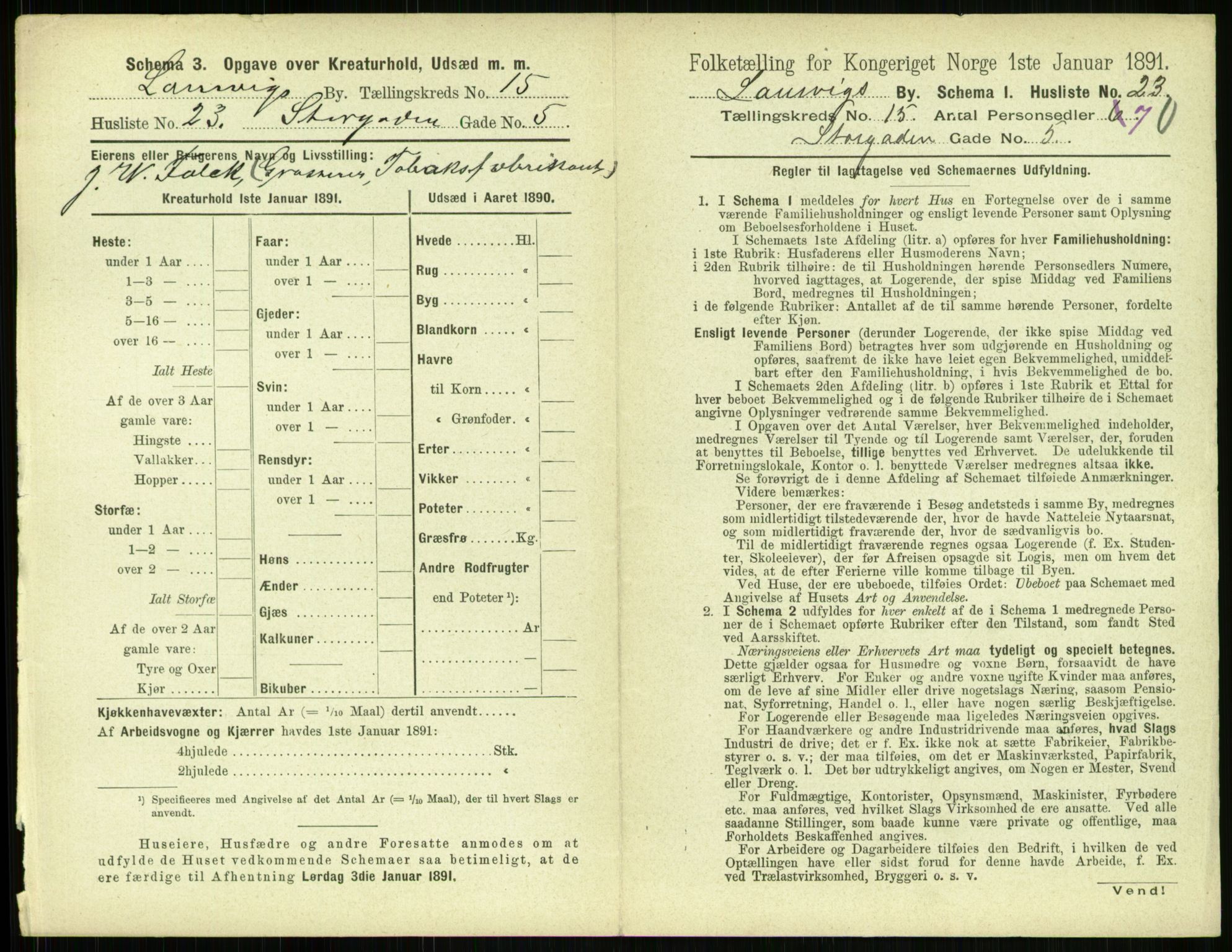 RA, 1891 census for 0707 Larvik, 1891, p. 1741