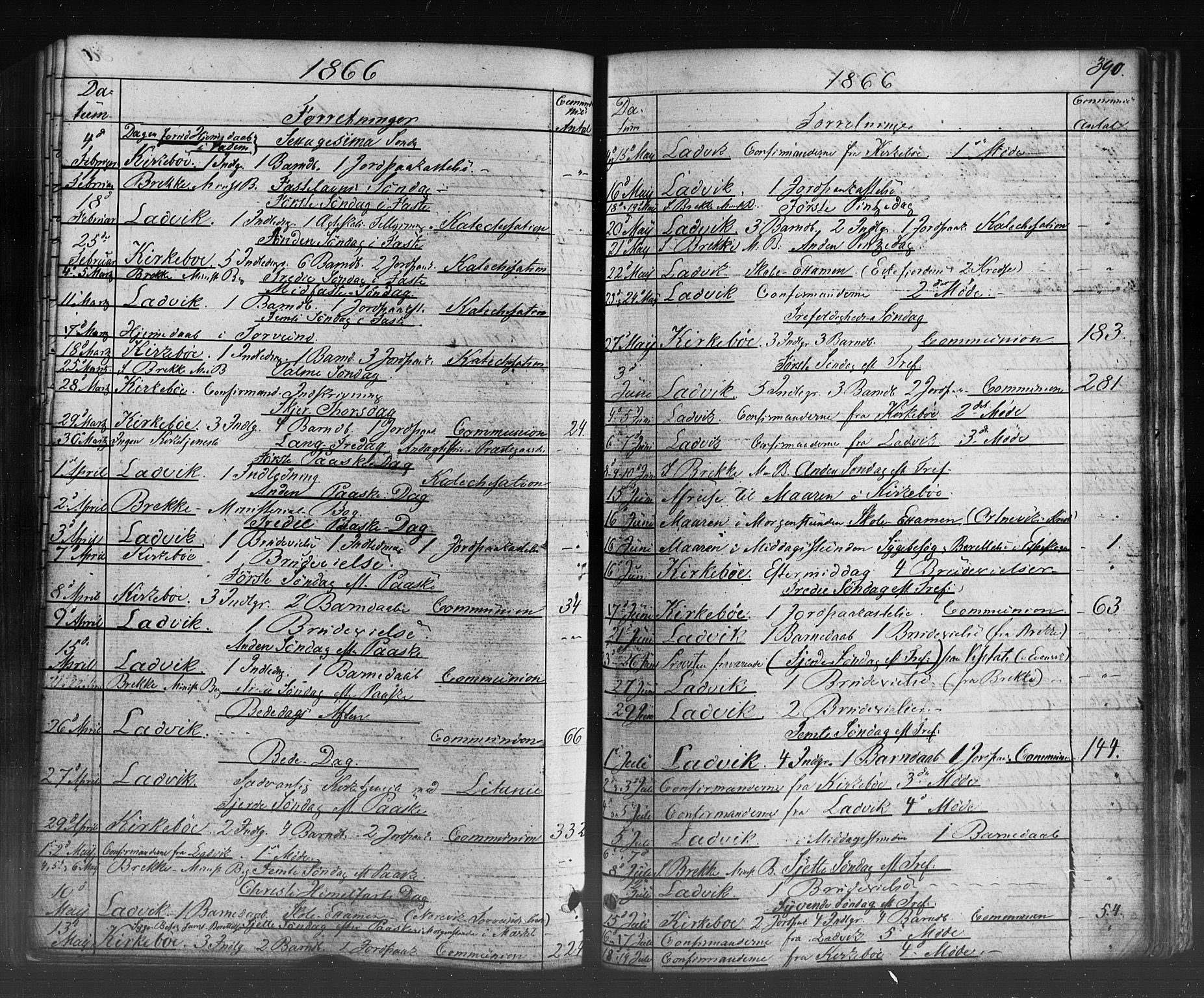 Lavik sokneprestembete, AV/SAB-A-80901: Parish register (official) no. A 4, 1864-1881, p. 390