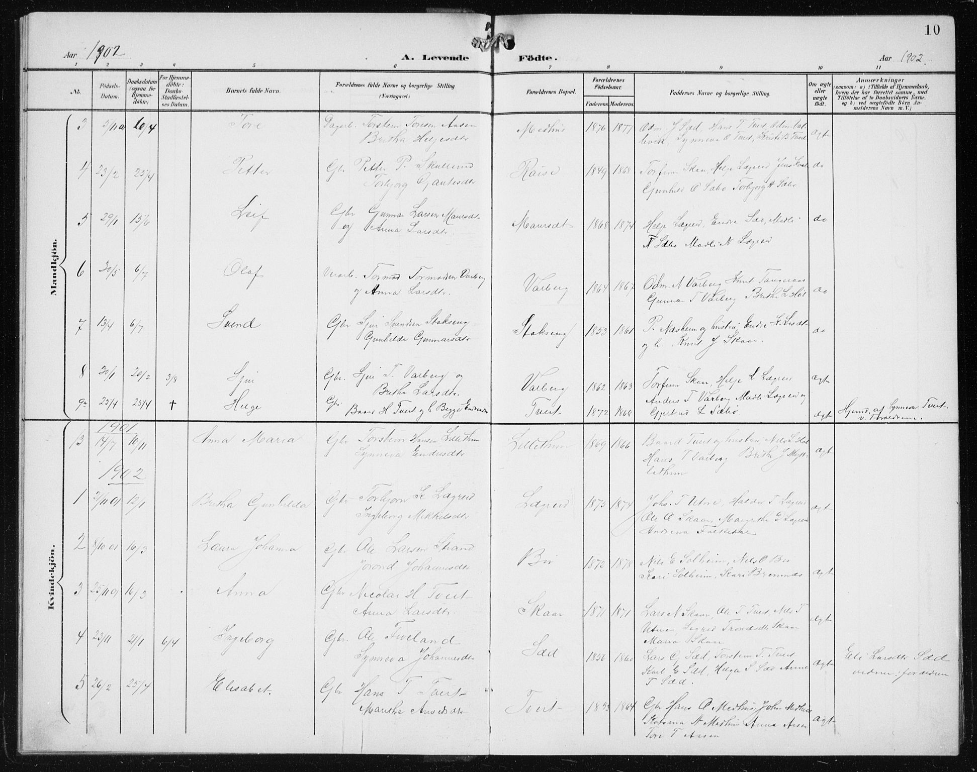Ullensvang sokneprestembete, SAB/A-78701/H/Hab: Parish register (copy) no. C  3, 1899-1932, p. 10