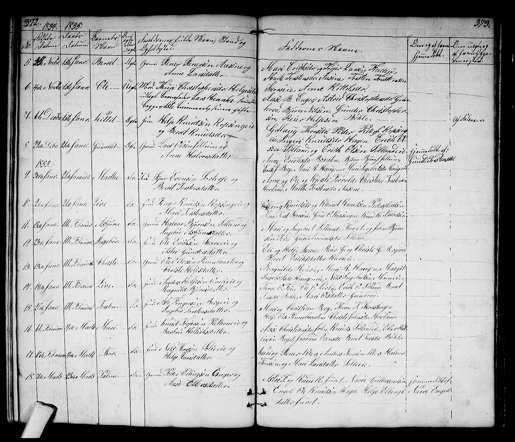 Sigdal kirkebøker, SAKO/A-245/G/Gb/L0001: Parish register (copy) no. II 1, 1841-1874, p. 372-373