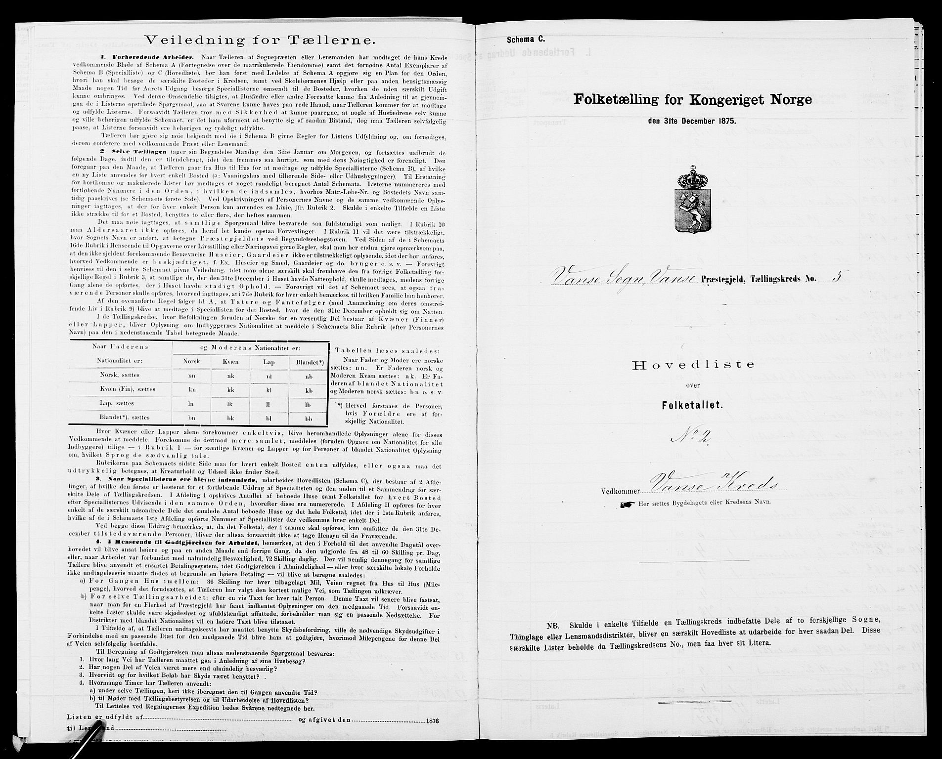 SAK, 1875 census for 1041L Vanse/Vanse og Farsund, 1875, p. 69