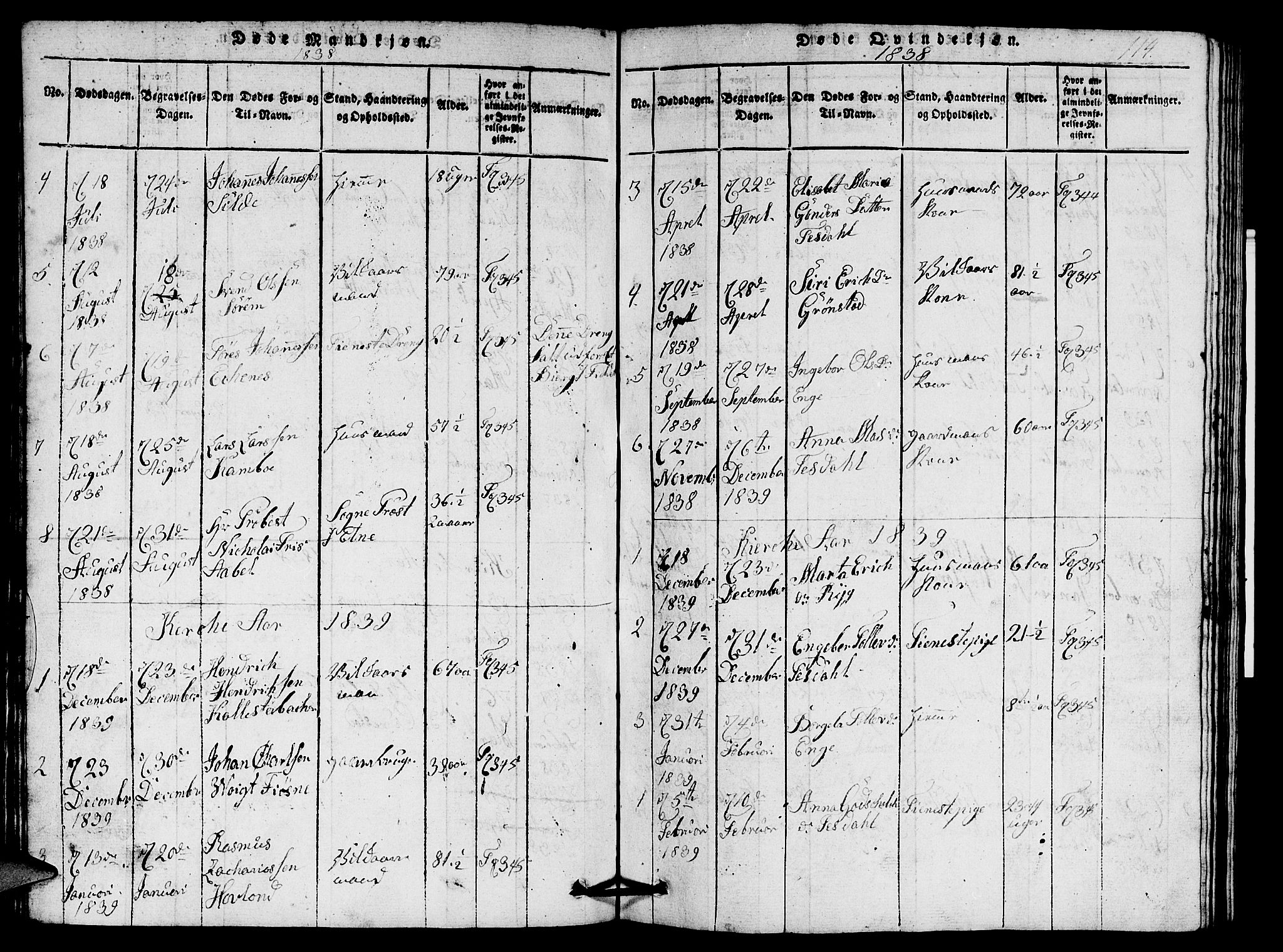 Etne sokneprestembete, SAB/A-75001/H/Hab: Parish register (copy) no. A 1, 1815-1849, p. 114