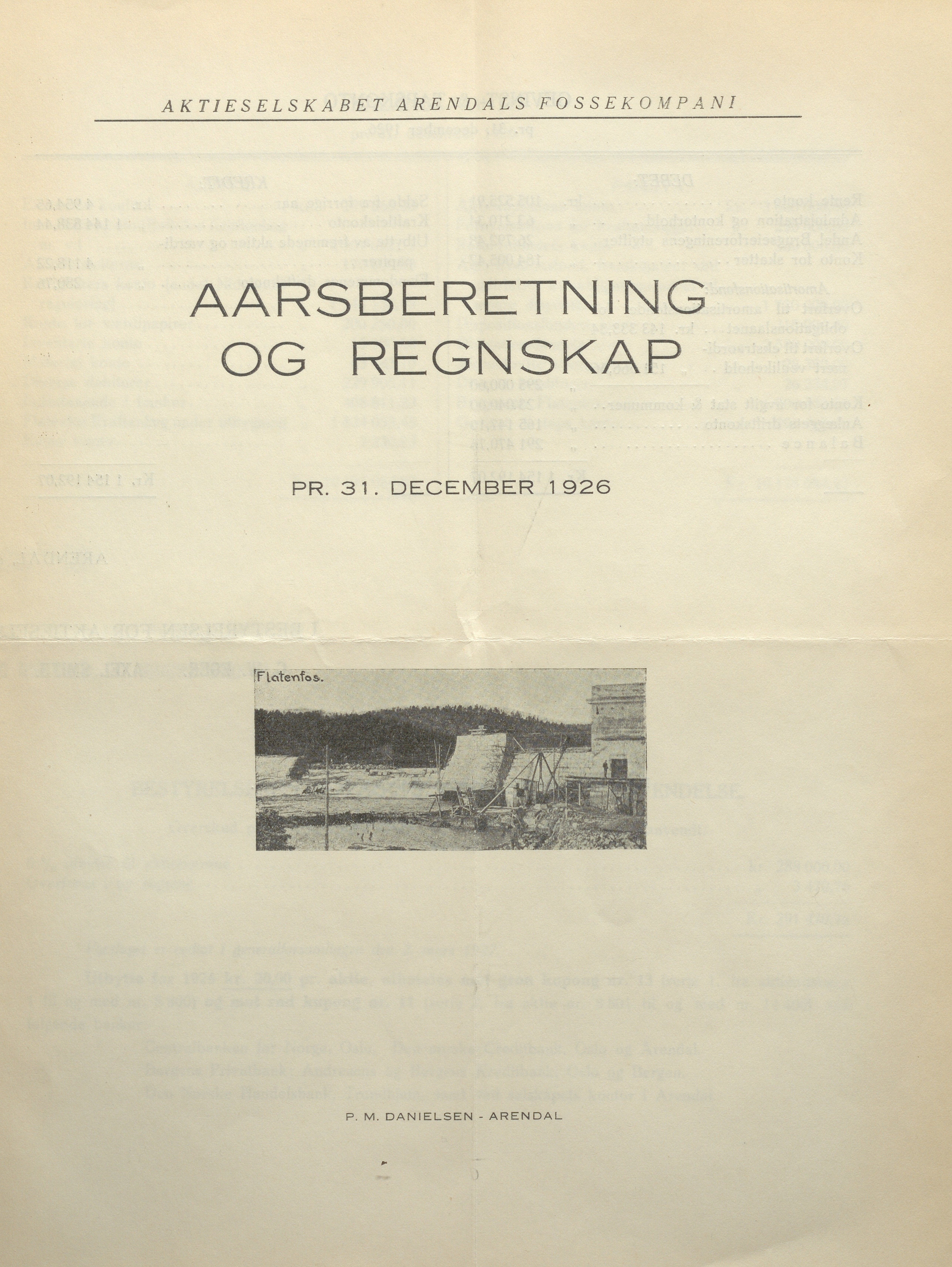 Arendals Fossekompani, AAKS/PA-2413/X/X01/L0001/0008: Beretninger, regnskap, balansekonto, gevinst- og tapskonto / Årsberetning og regnskap 1919 - 1927, 1919-1927, p. 24