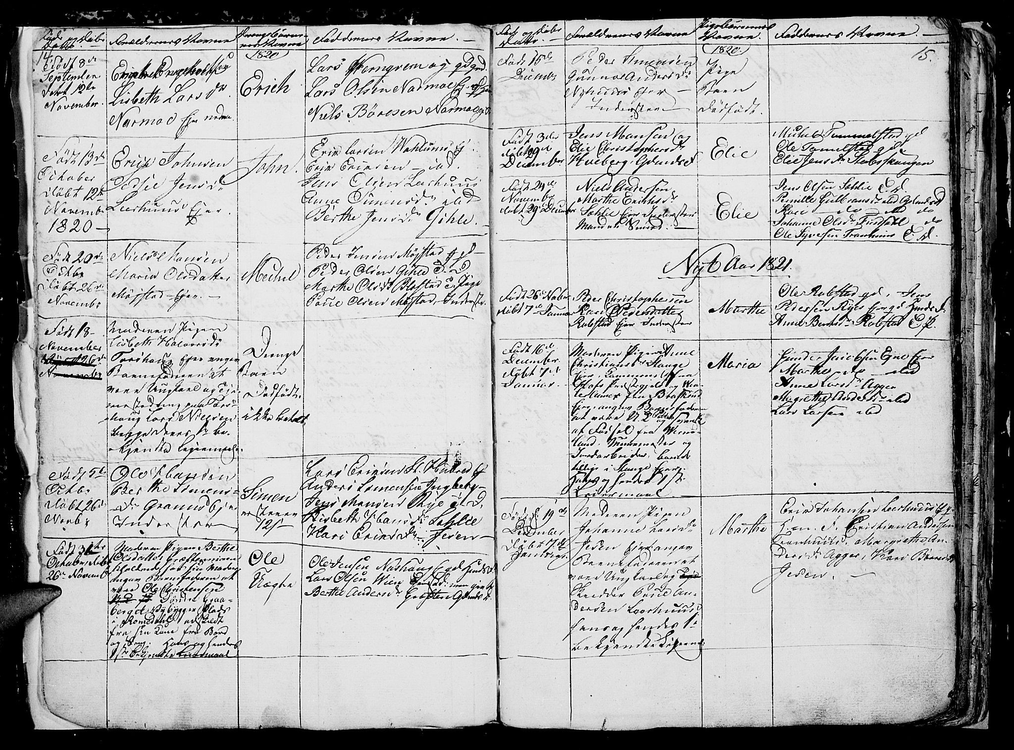 Vang prestekontor, Hedmark, AV/SAH-PREST-008/H/Ha/Hab/L0006: Parish register (copy) no. 6, 1819-1832, p. 14-15