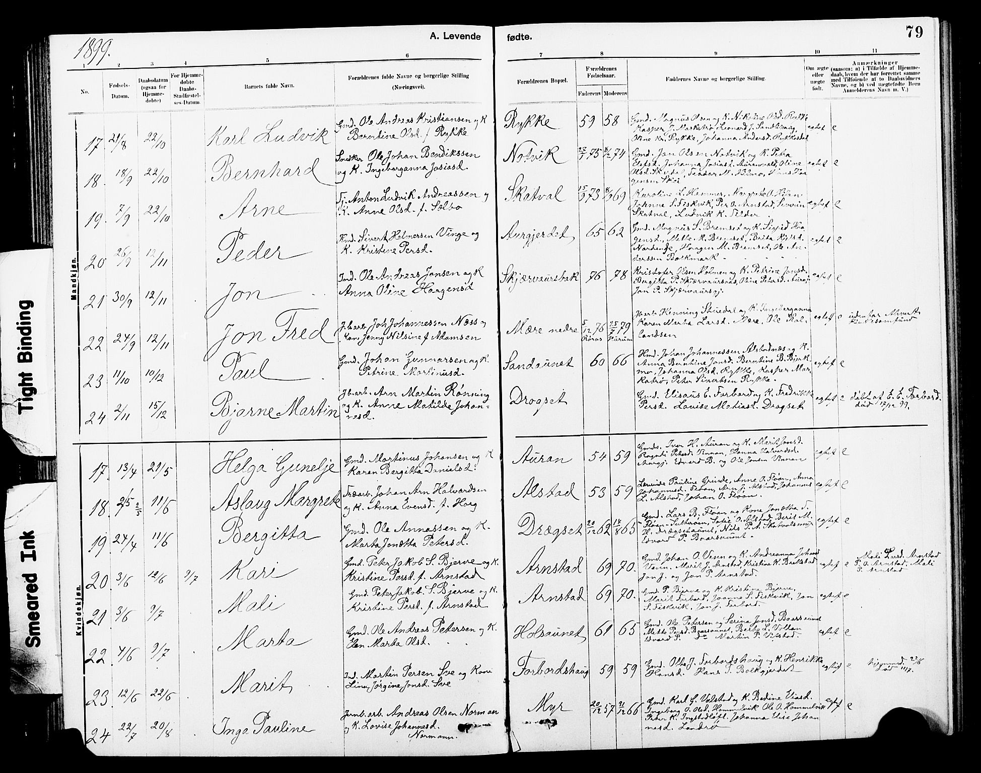 Ministerialprotokoller, klokkerbøker og fødselsregistre - Nord-Trøndelag, AV/SAT-A-1458/712/L0103: Parish register (copy) no. 712C01, 1878-1917, p. 79