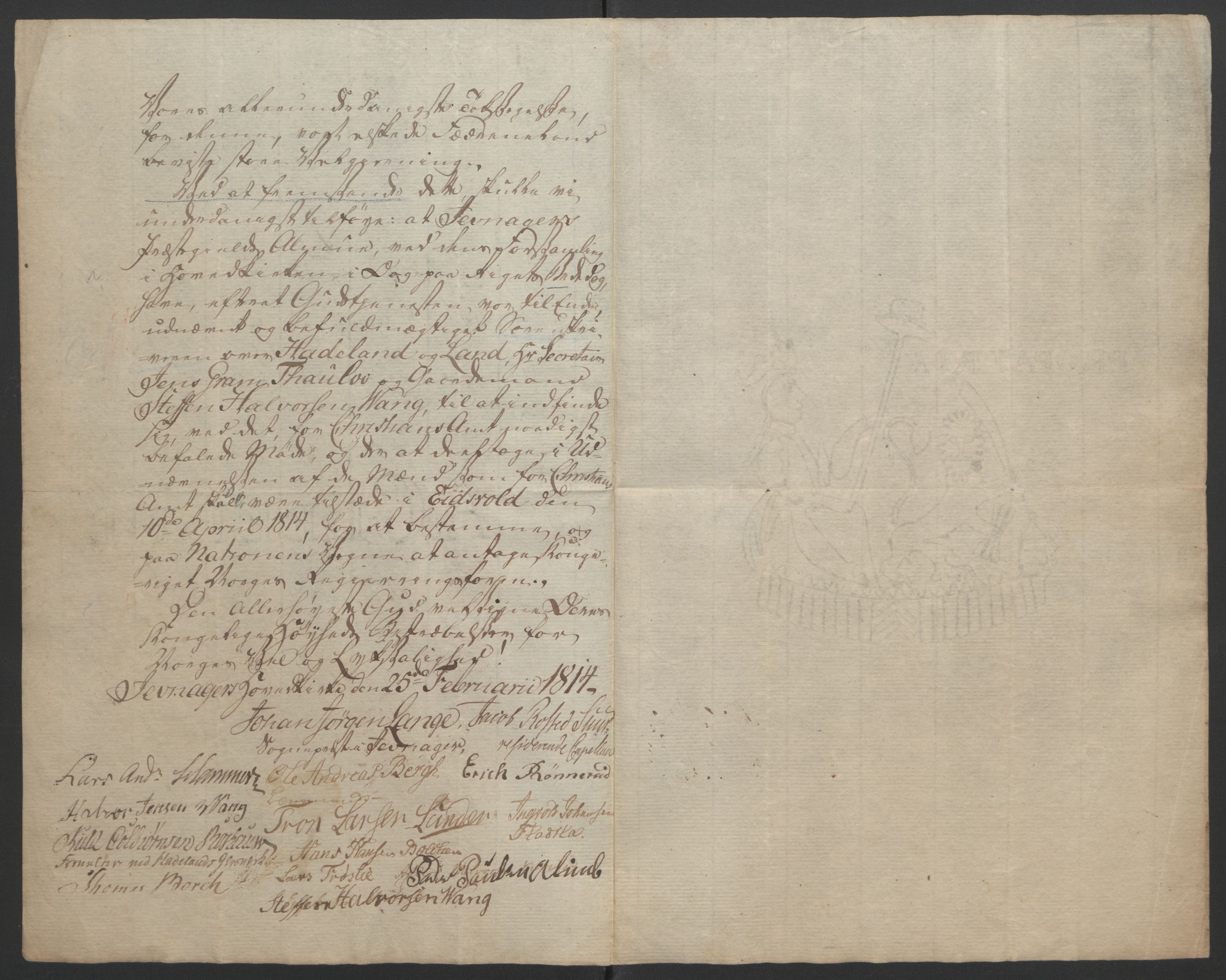 Statsrådssekretariatet, AV/RA-S-1001/D/Db/L0007: Fullmakter for Eidsvollsrepresentantene i 1814. , 1814, p. 265