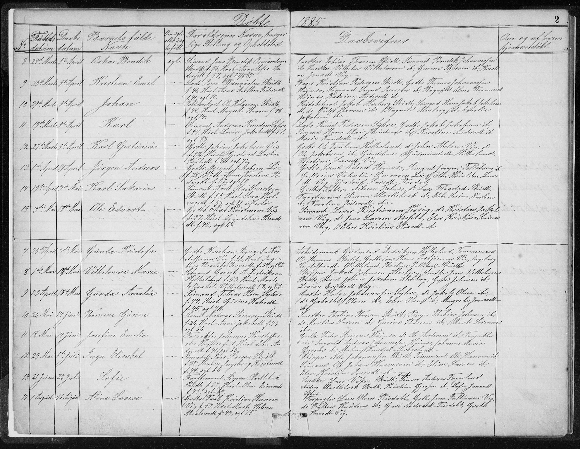Skudenes sokneprestkontor, SAST/A -101849/H/Ha/Hab/L0007: Parish register (copy) no. B 7, 1885-1899, p. 2