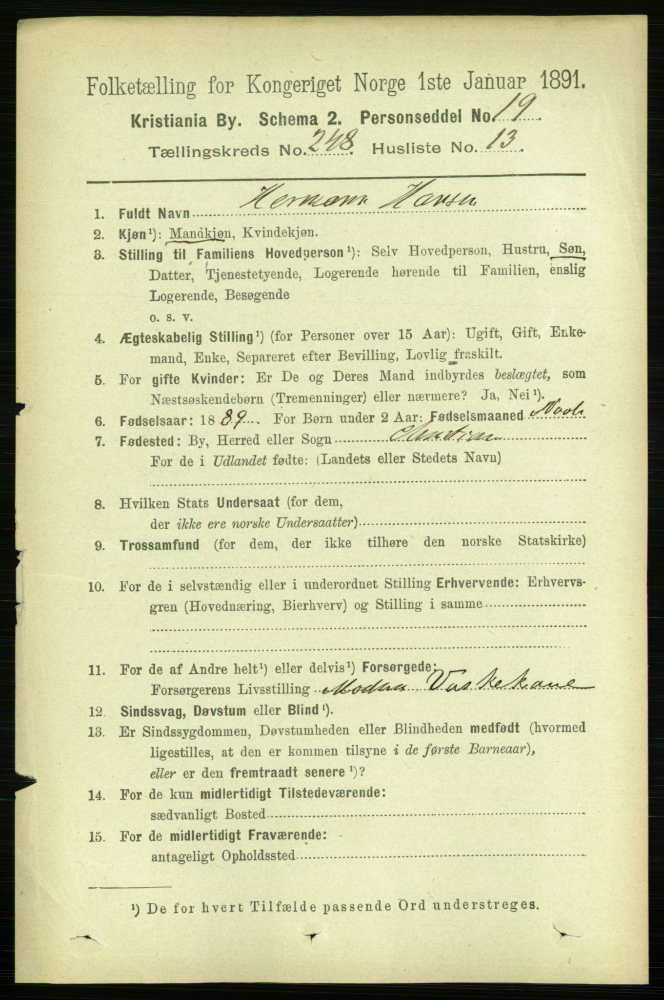 RA, 1891 census for 0301 Kristiania, 1891, p. 151686