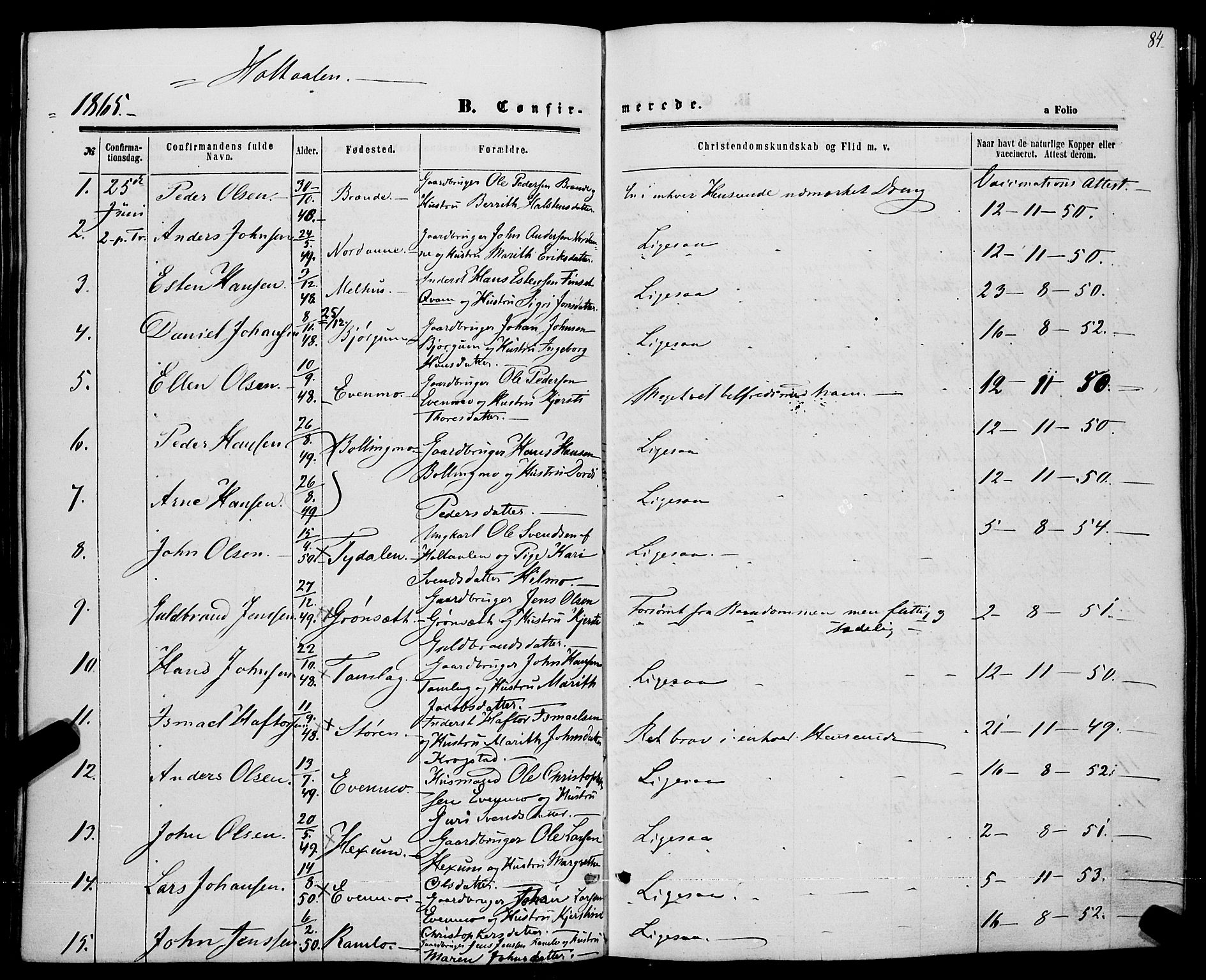 Ministerialprotokoller, klokkerbøker og fødselsregistre - Sør-Trøndelag, AV/SAT-A-1456/685/L0966: Parish register (official) no. 685A07 /1, 1860-1869, p. 84