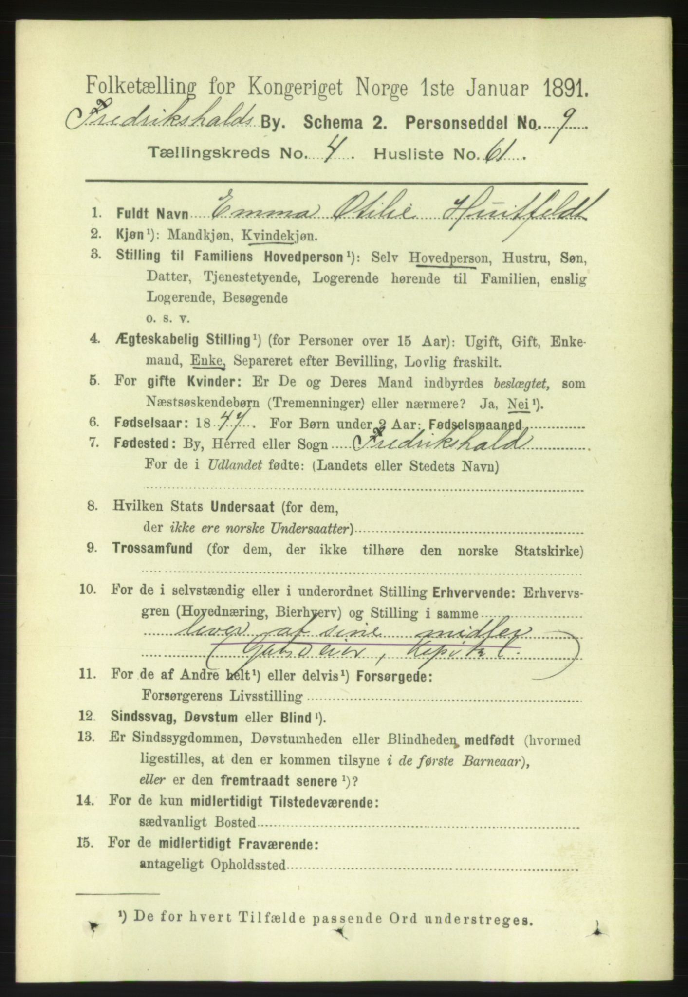 RA, 1891 census for 0101 Fredrikshald, 1891, p. 3935
