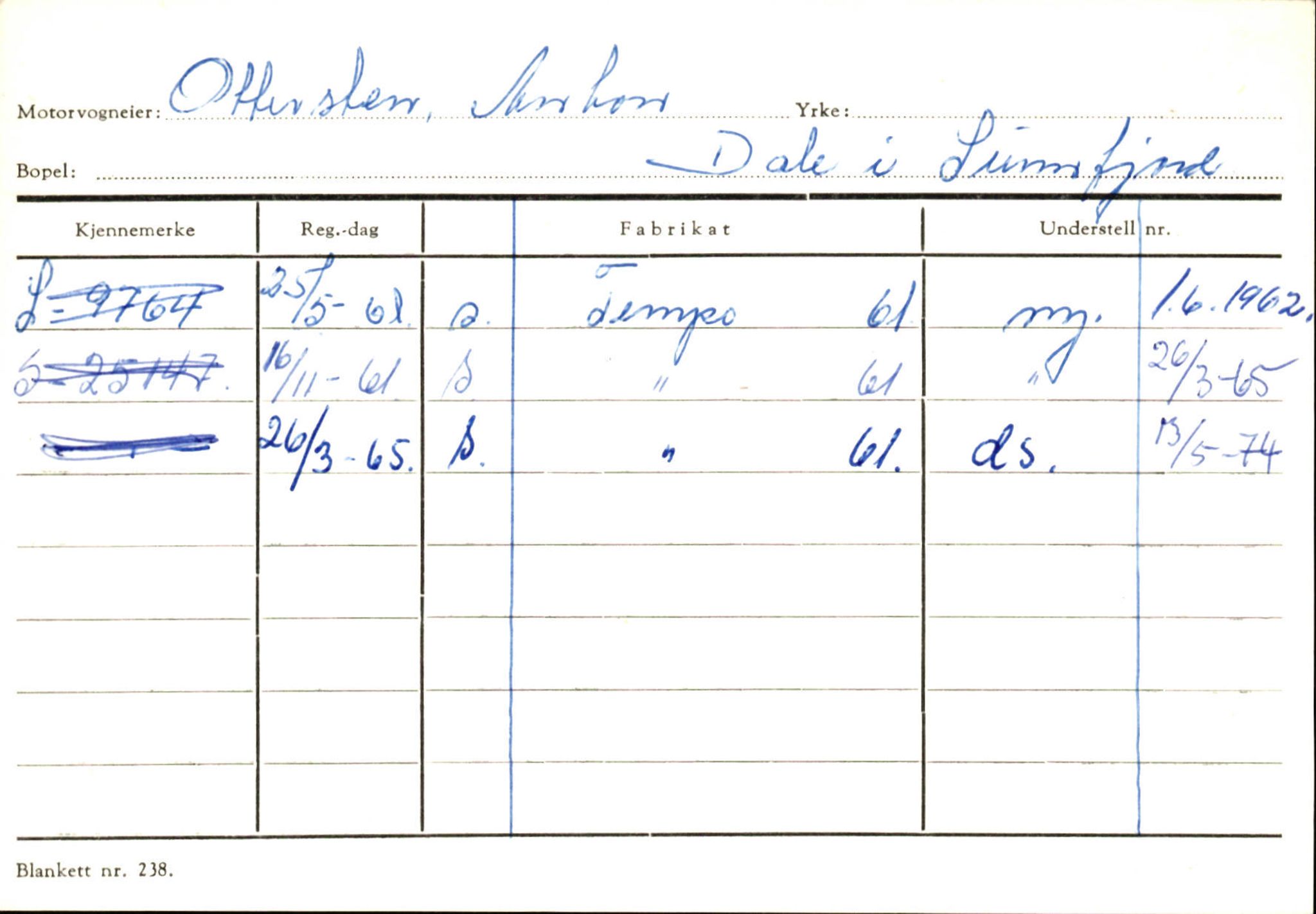 Statens vegvesen, Sogn og Fjordane vegkontor, AV/SAB-A-5301/4/F/L0126: Eigarregister Fjaler M-Å. Leikanger A-Å, 1945-1975, p. 7