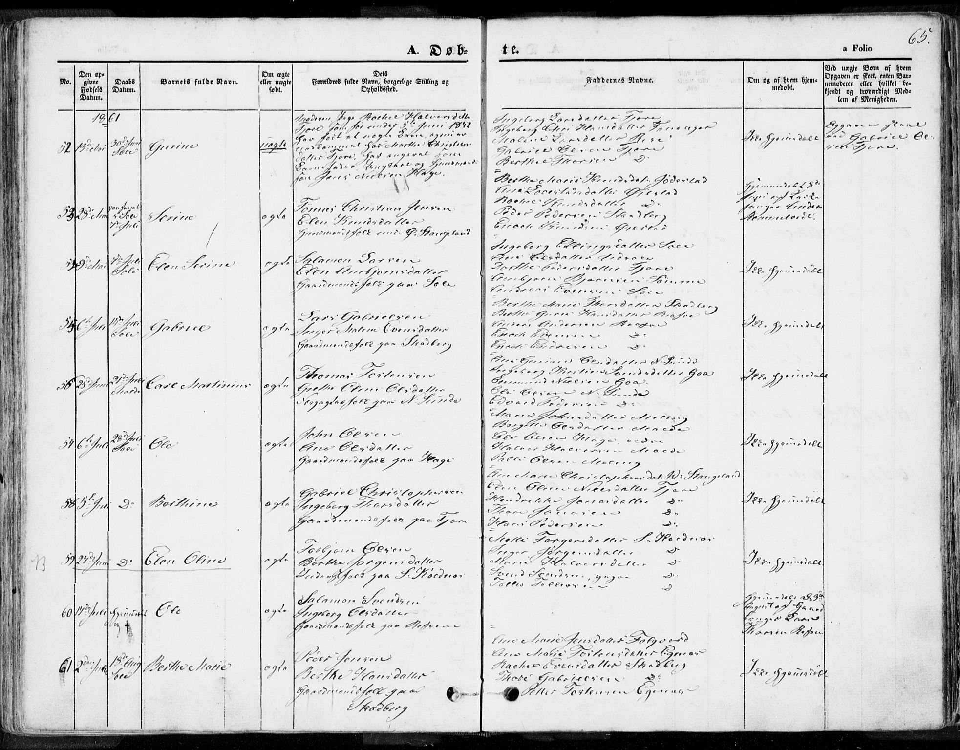 Håland sokneprestkontor, SAST/A-101802/001/30BA/L0007: Parish register (official) no. A 7.1, 1854-1870, p. 65