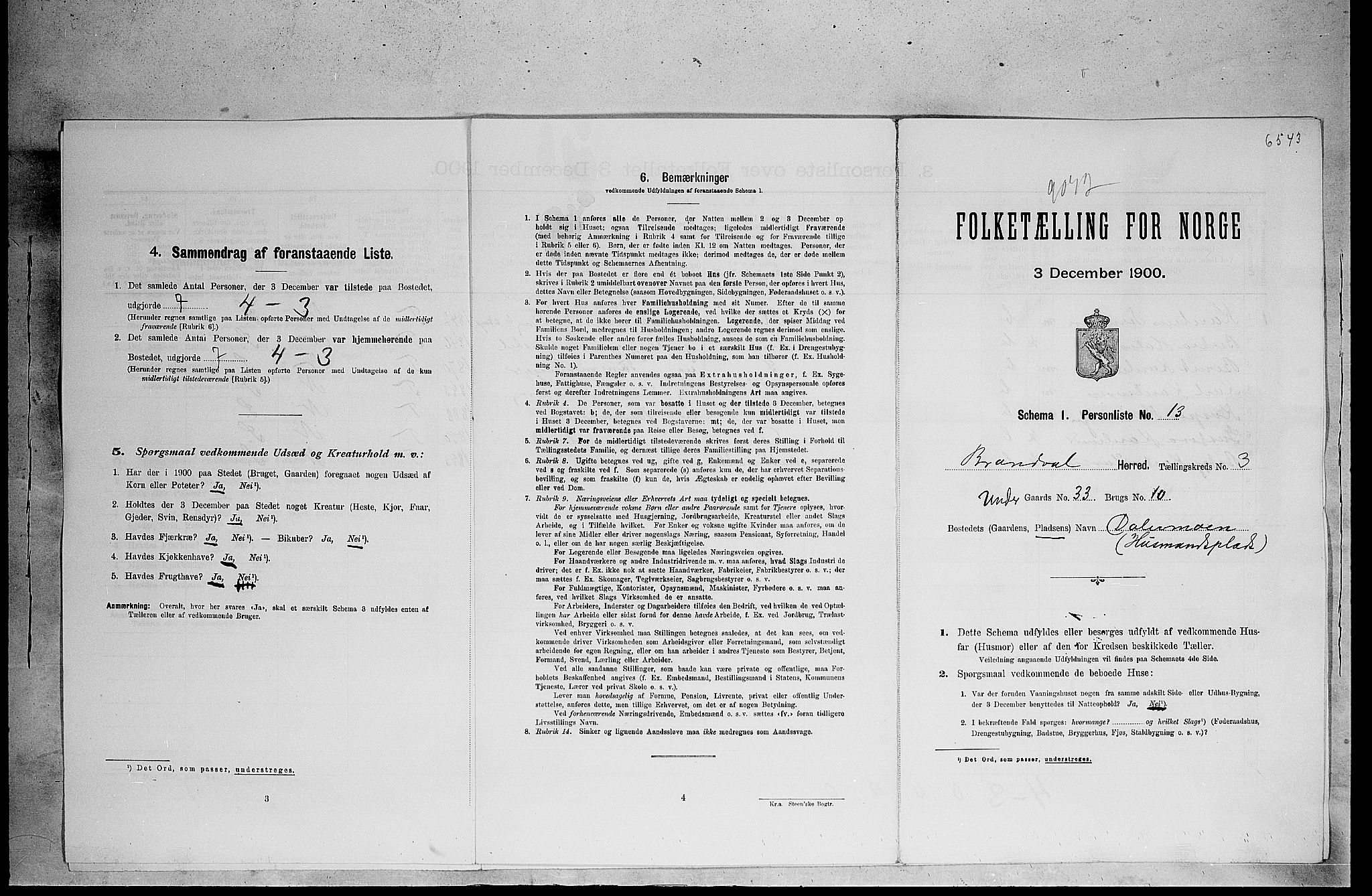 SAH, 1900 census for Brandval, 1900, p. 56