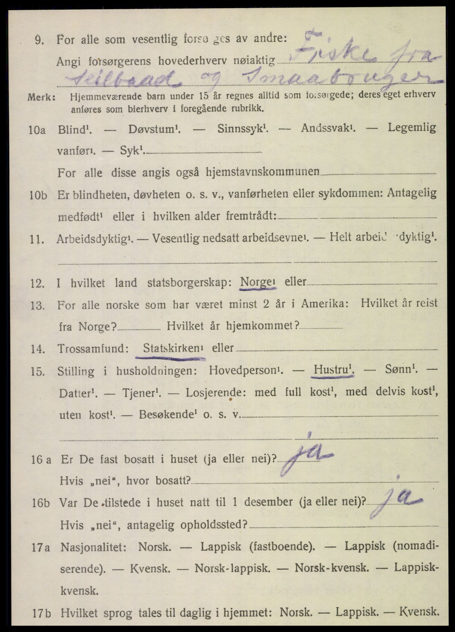 SAT, 1920 census for Nordvik, 1920, p. 1053