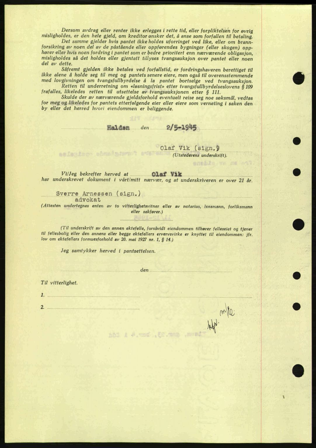 Idd og Marker sorenskriveri, AV/SAO-A-10283/G/Gb/Gbc/L0002: Mortgage book no. B4-9a, 1939-1945, Diary no: : 350/1945