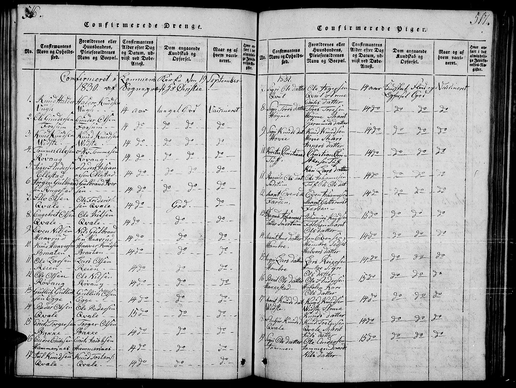 Slidre prestekontor, SAH/PREST-134/H/Ha/Hab/L0001: Parish register (copy) no. 1, 1814-1838, p. 516-517