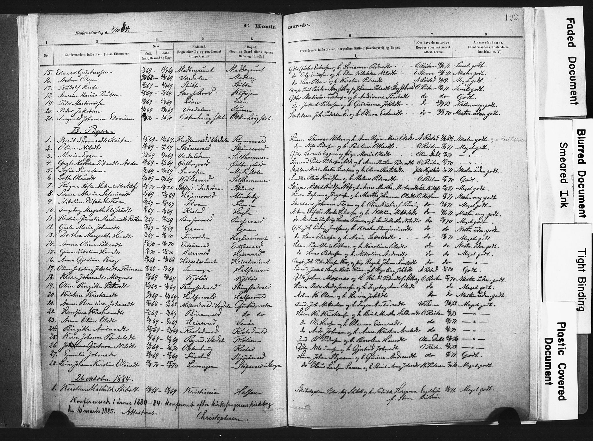 Ministerialprotokoller, klokkerbøker og fødselsregistre - Nord-Trøndelag, SAT/A-1458/721/L0207: Parish register (official) no. 721A02, 1880-1911, p. 122