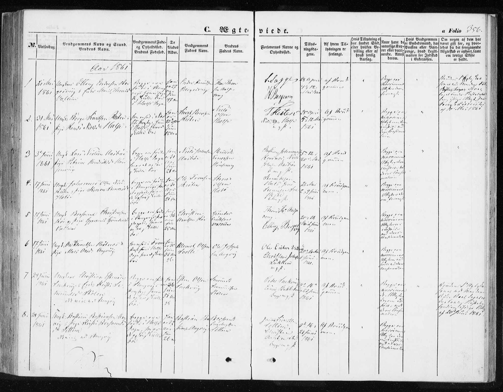 Ministerialprotokoller, klokkerbøker og fødselsregistre - Møre og Romsdal, SAT/A-1454/576/L0883: Parish register (official) no. 576A01, 1849-1865, p. 356