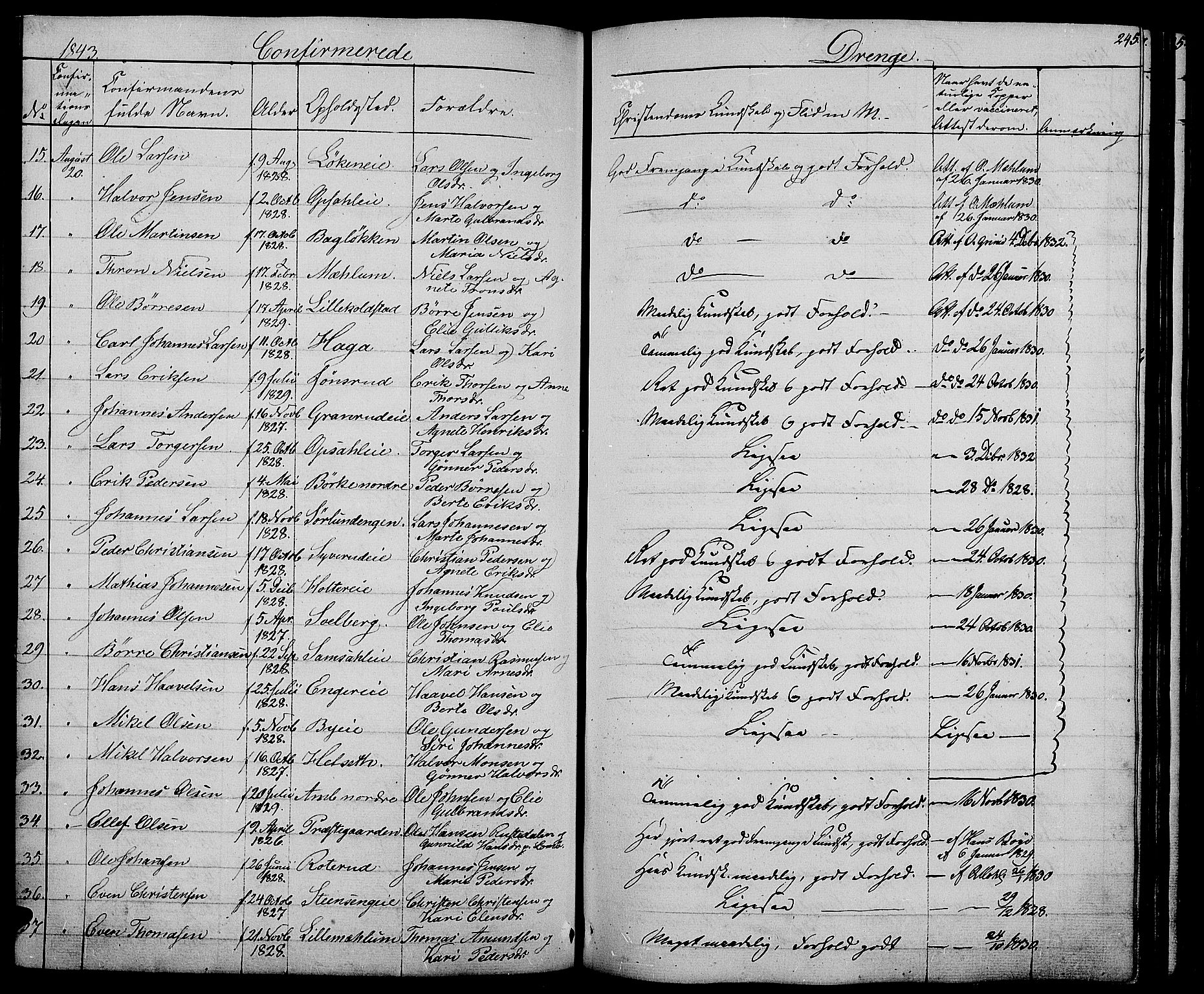 Ringsaker prestekontor, AV/SAH-PREST-014/L/La/L0005: Parish register (copy) no. 5, 1839-1850, p. 245