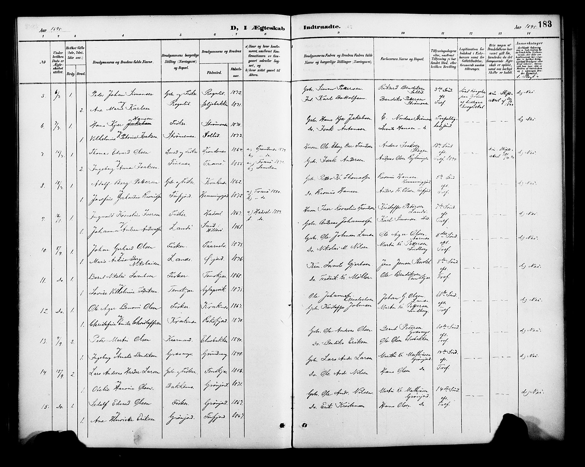 Lenvik sokneprestembete, SATØ/S-1310/H/Ha/Haa/L0013kirke: Parish register (official) no. 13, 1890-1898, p. 183