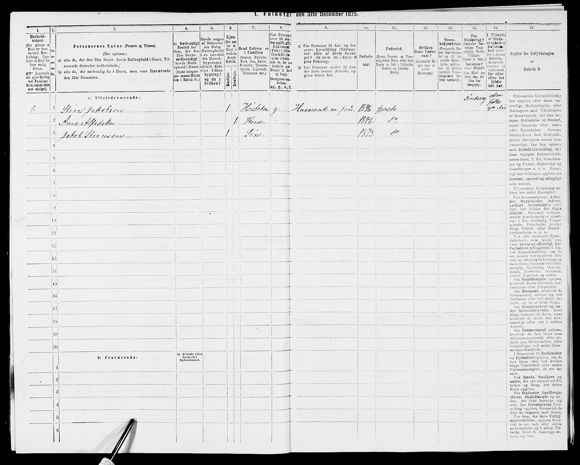 SAK, 1875 census for 0911P Gjerstad, 1875, p. 714