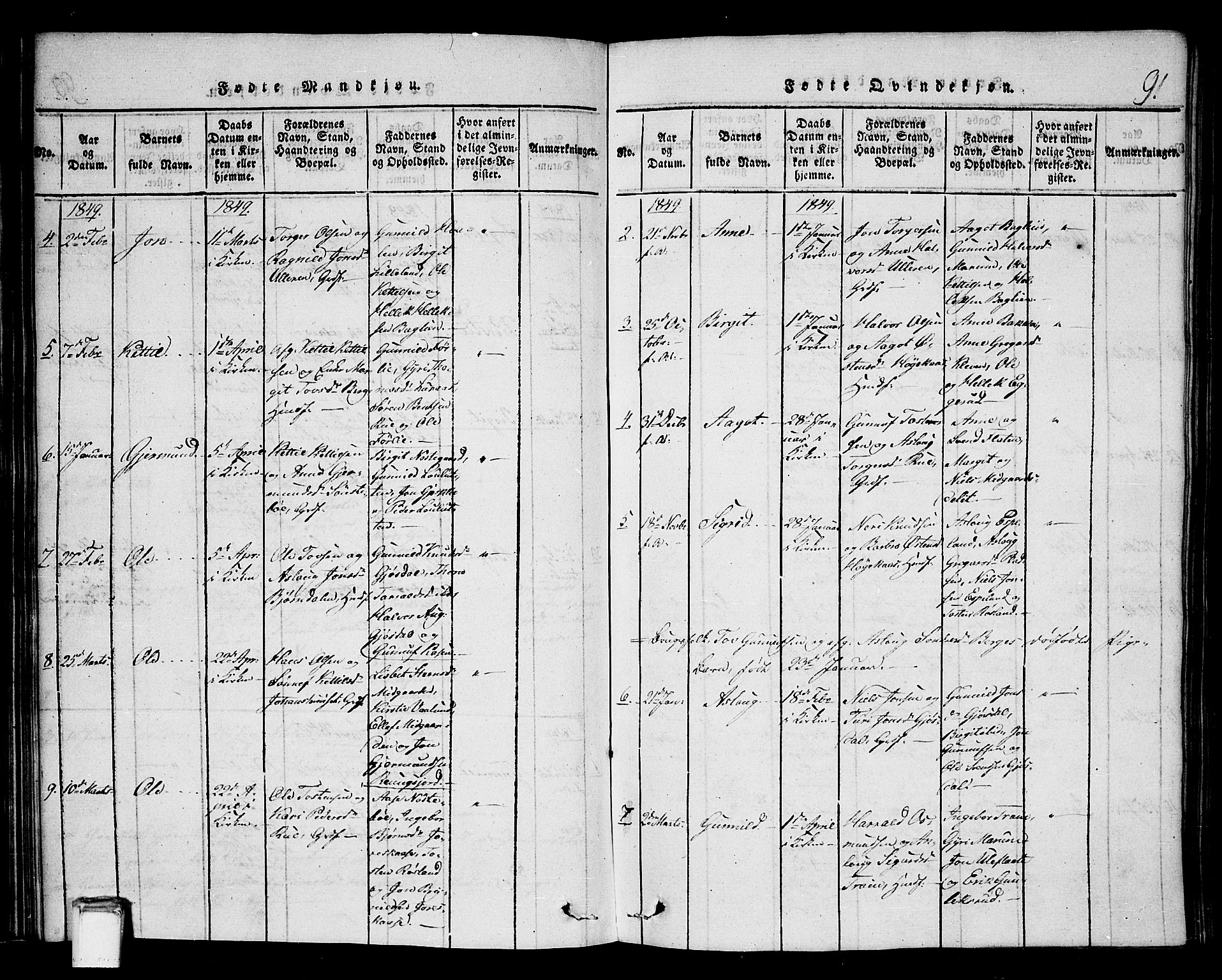 Tinn kirkebøker, SAKO/A-308/G/Gb/L0001: Parish register (copy) no. II 1 /2, 1837-1850, p. 91