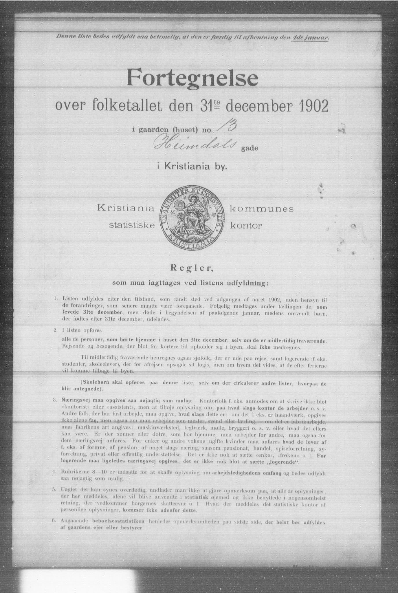 OBA, Municipal Census 1902 for Kristiania, 1902, p. 7160