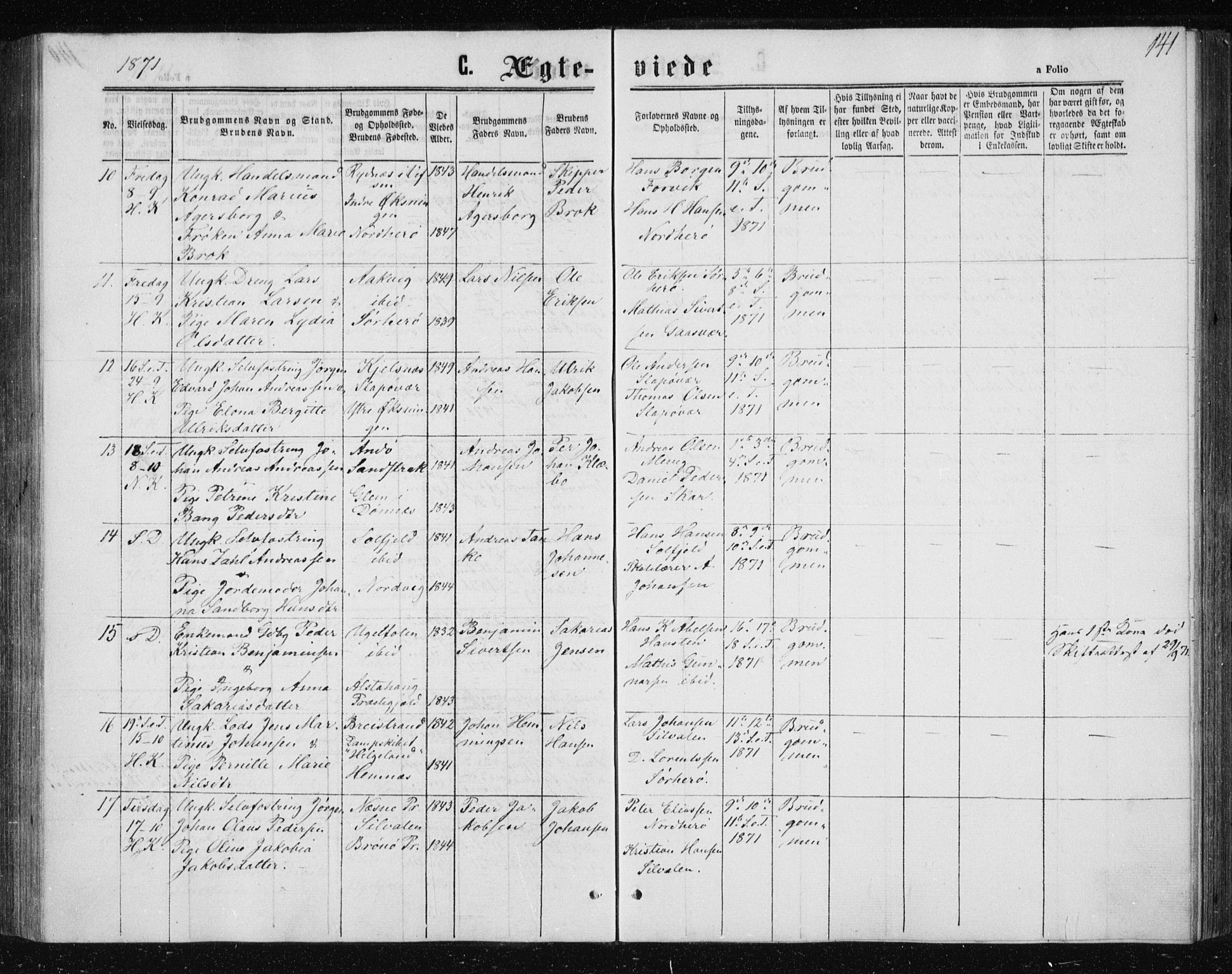 Ministerialprotokoller, klokkerbøker og fødselsregistre - Nordland, AV/SAT-A-1459/834/L0505: Parish register (official) no. 834A03, 1862-1871, p. 141